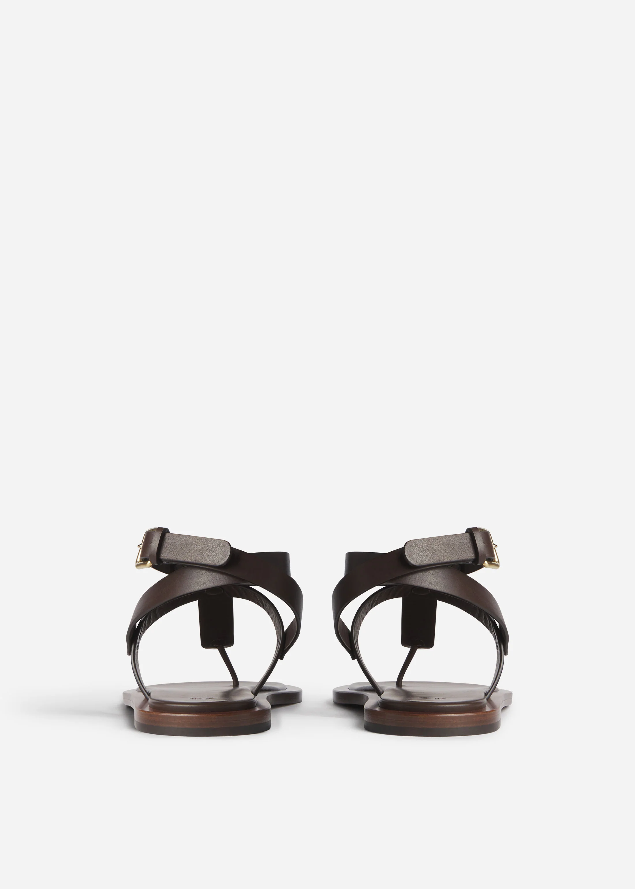 Ankle Wrap Sandal in Calfskin Leather - Chocolate