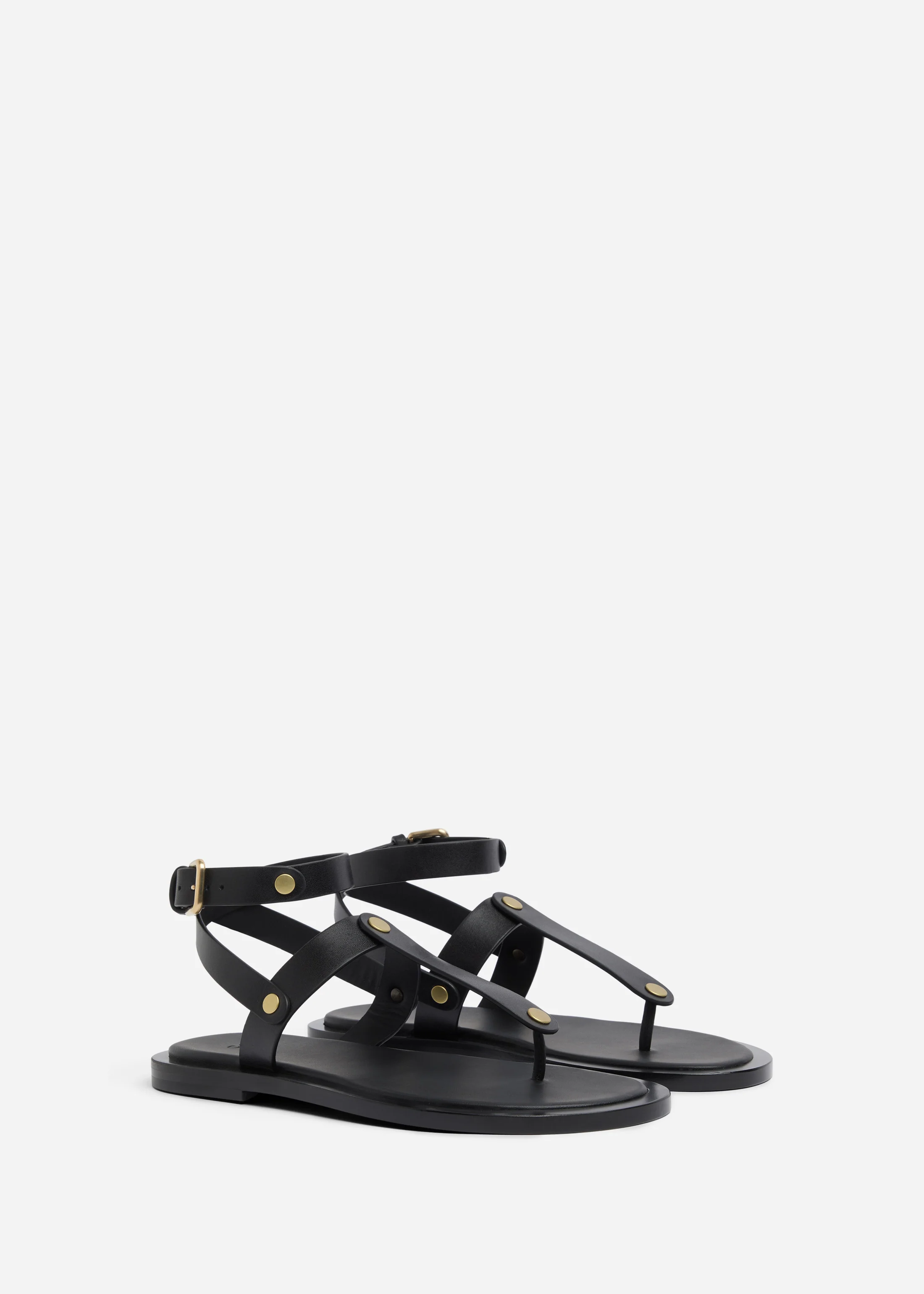 Ankle Wrap Sandal in Calf Skin Leather - Black