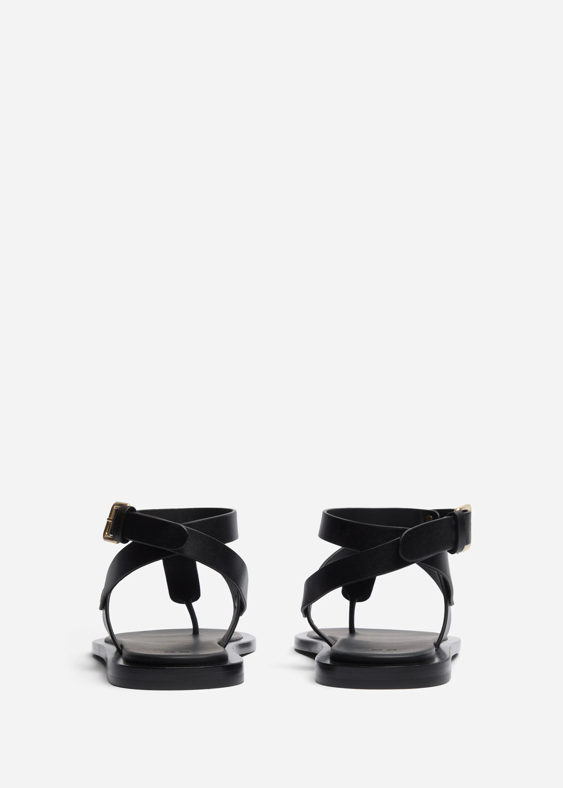 Ankle Wrap Sandal in Calf Skin Leather - Black