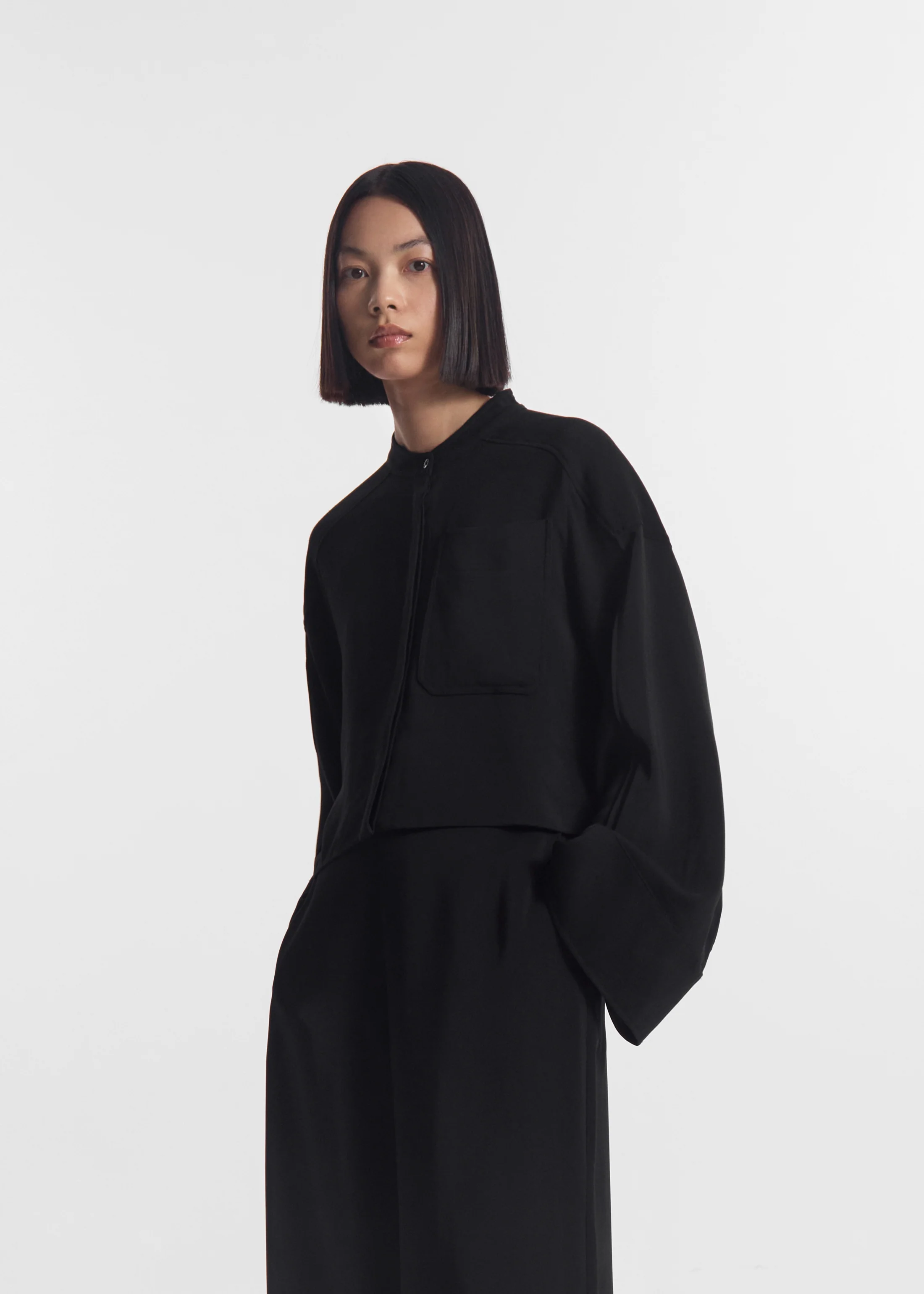 324-bell-sleeve-blouse-in-crepe-black-1.webp Bell Sleeve Blouse in Crepe - Black
