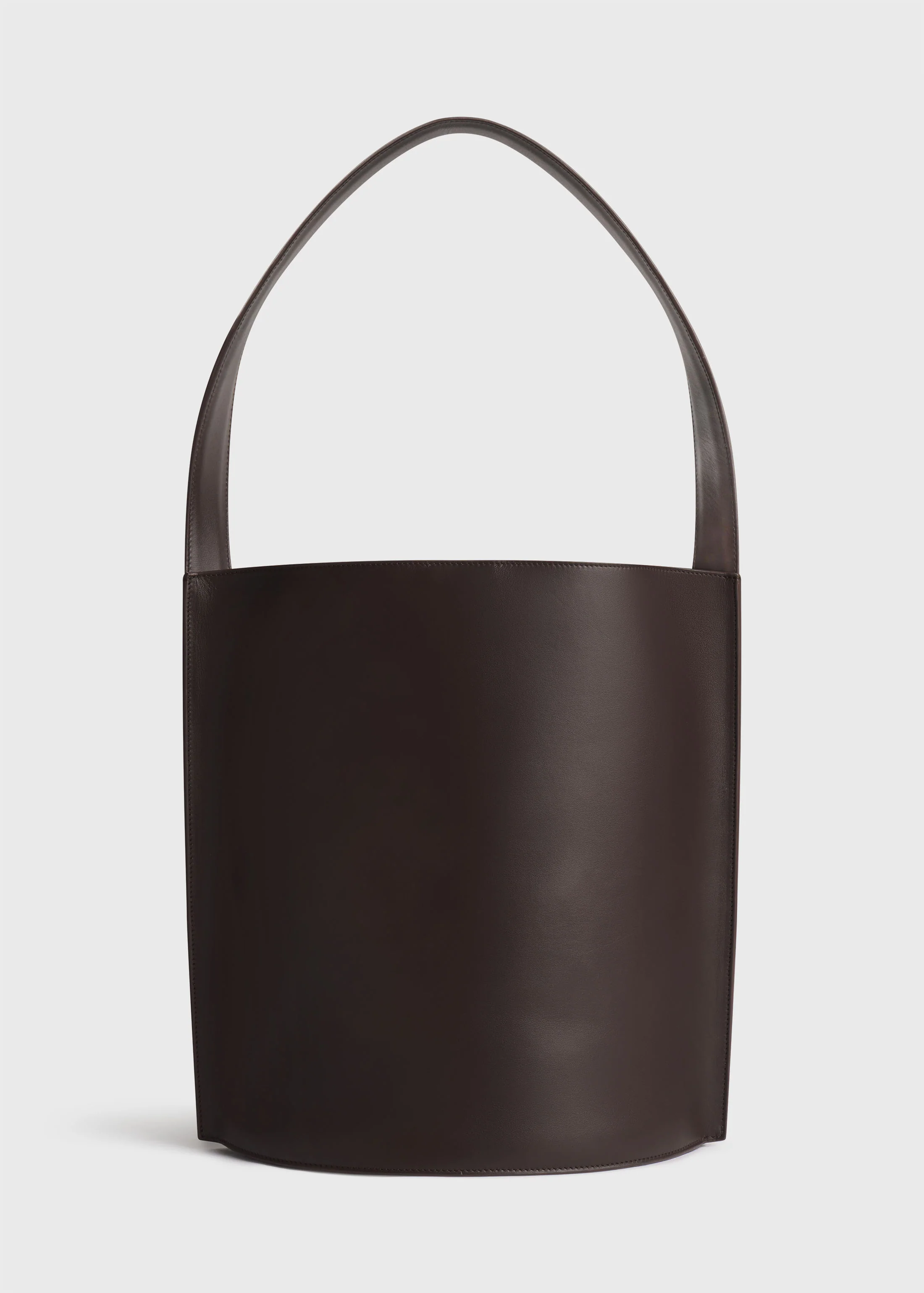 Bucket Tote Bag in Leather - Chocolate
