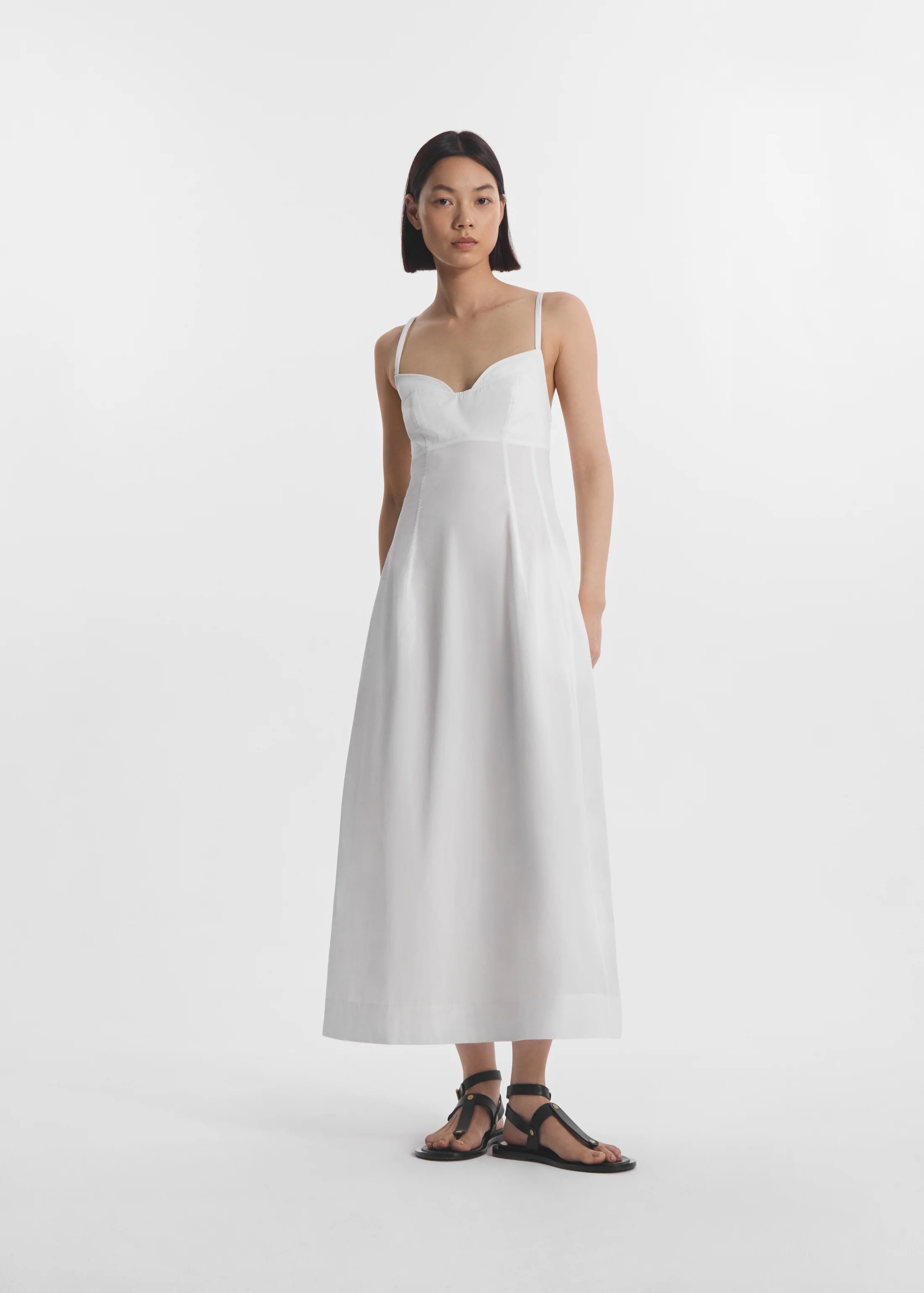 376-bustier-midi-dress-in-cotton-poplin-white-1.webp Bustier Midi Dress in Cotton Poplin - White