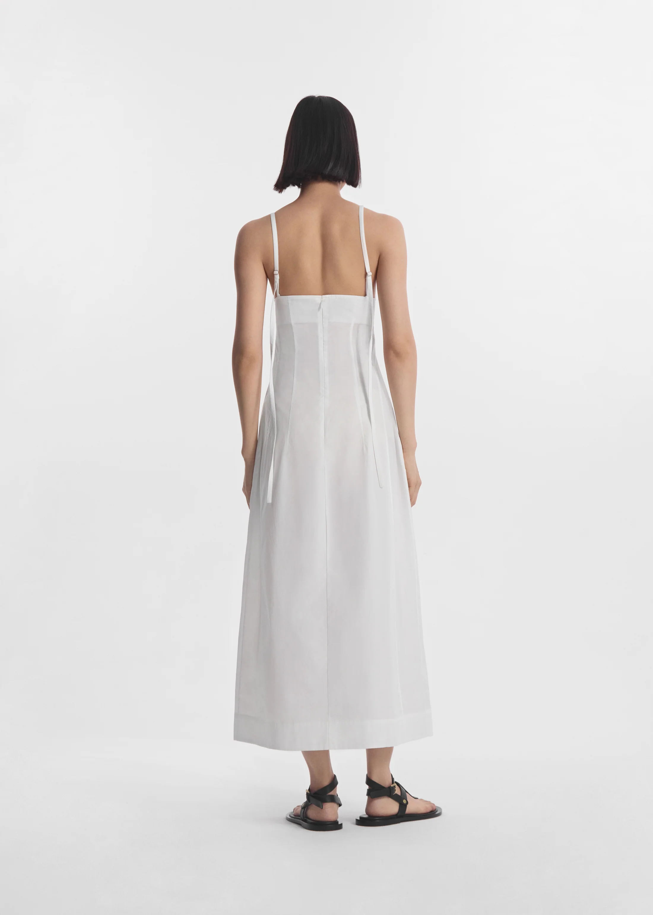 Bustier Midi Dress in Cotton Poplin - White