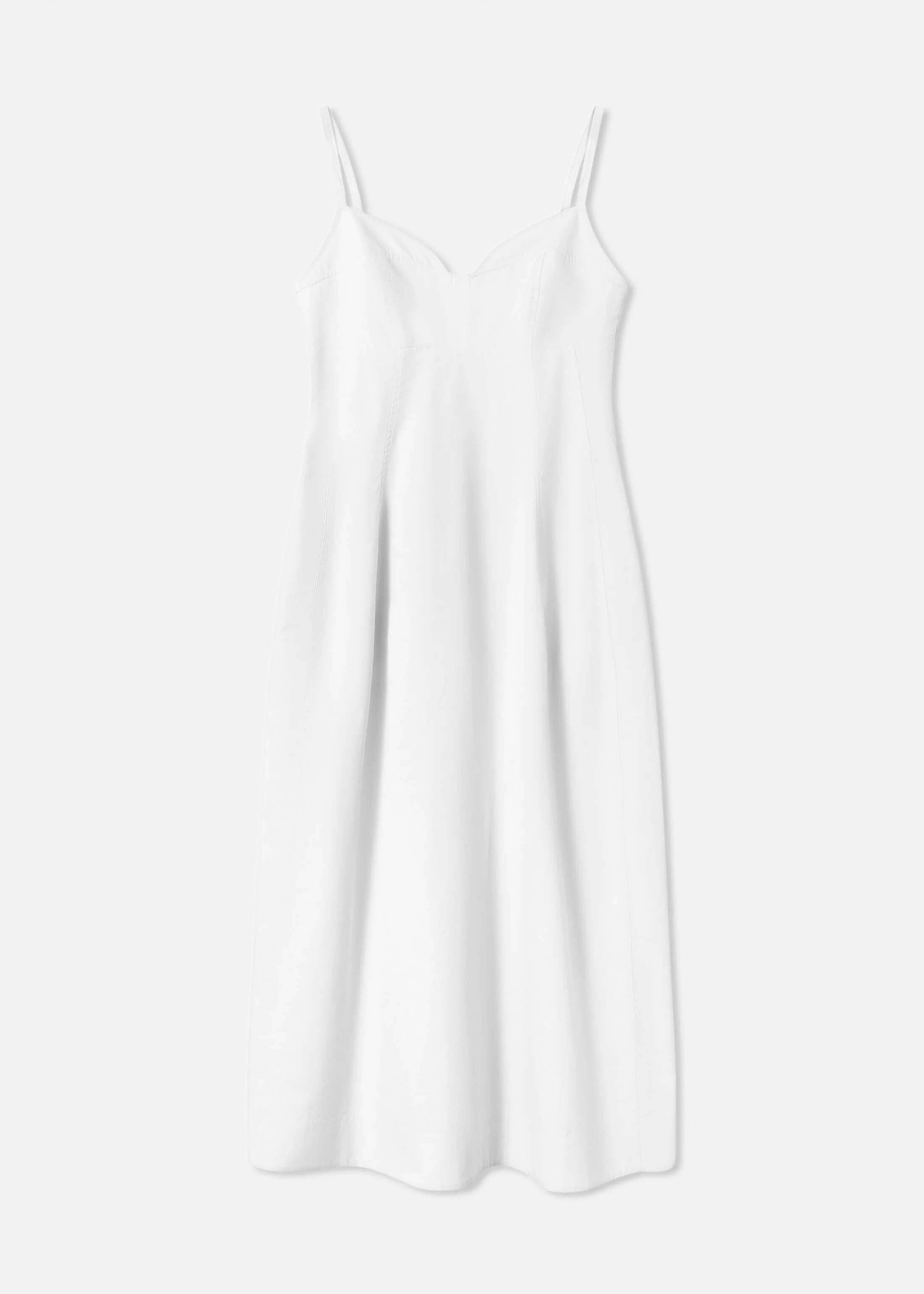 Bustier Midi Dress in Cotton Poplin - White
