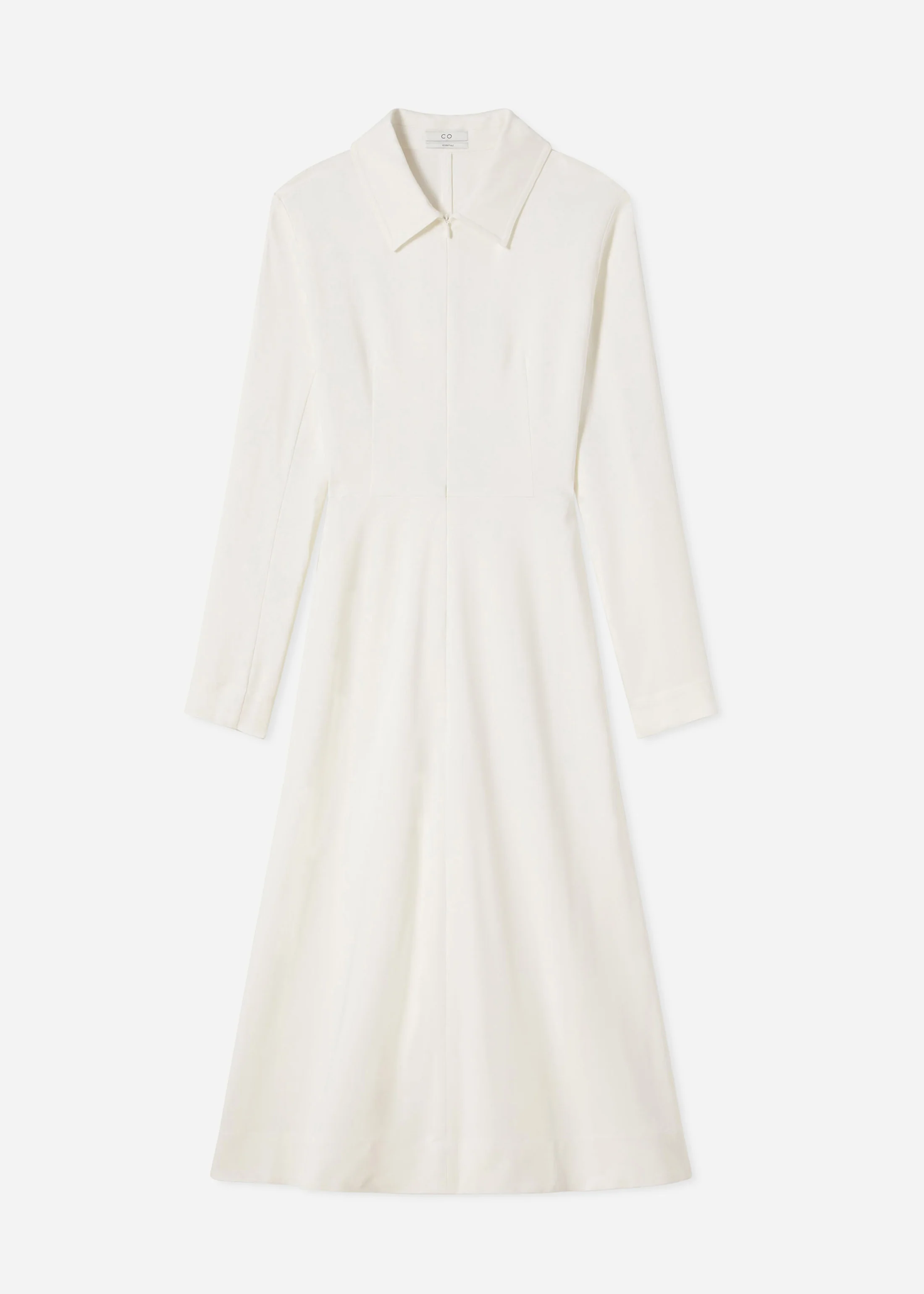 390-long-sleeve-shirt-dress-in-crepe-ivory-5.webp Long Sleeve Shirt Dress in Crepe - Ivory