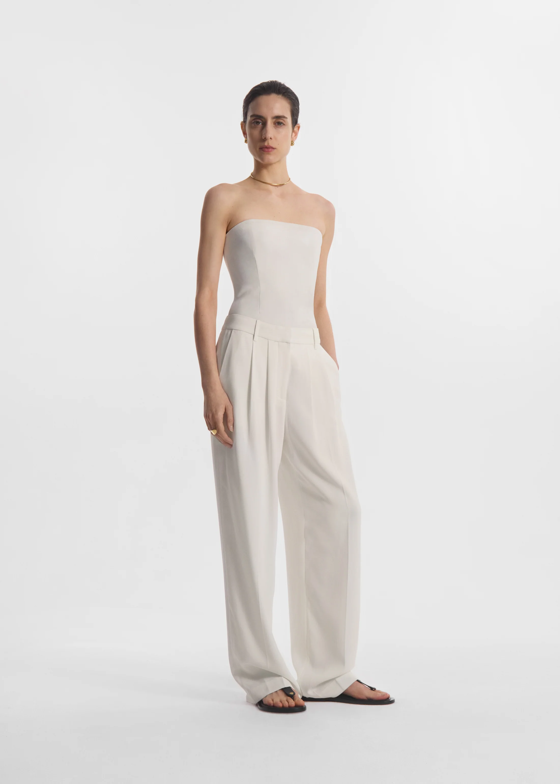 Strapless Bustier Top in Crepe - Ivory
