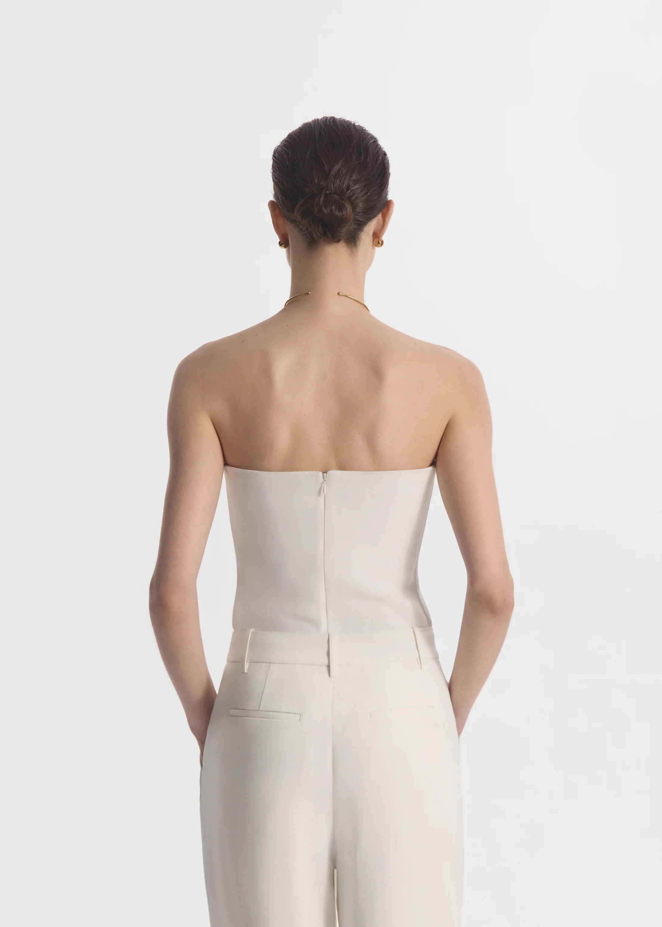Strapless Bustier Top in Crepe - Ivory