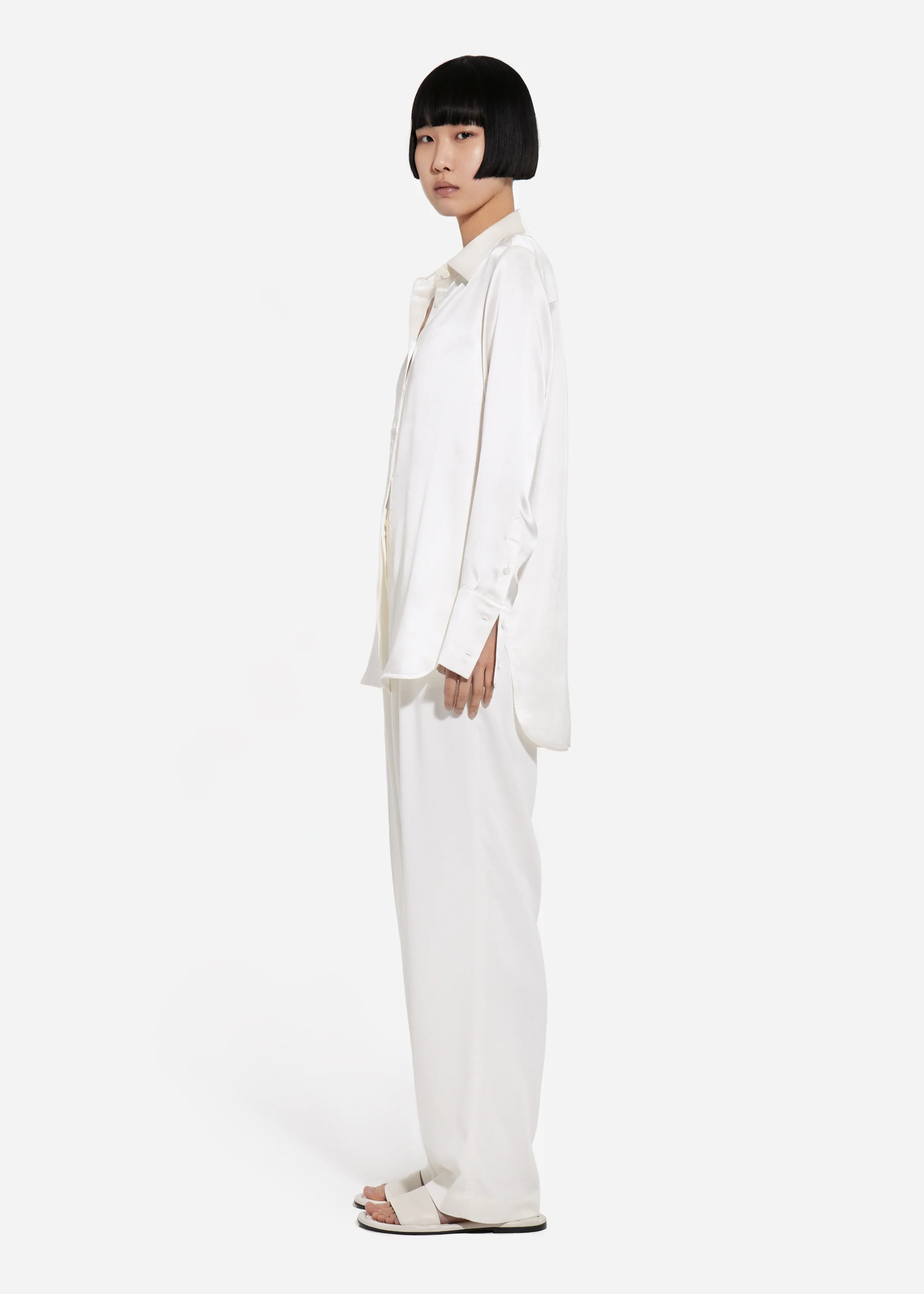 Button Down Shirt in Silk - Ivory