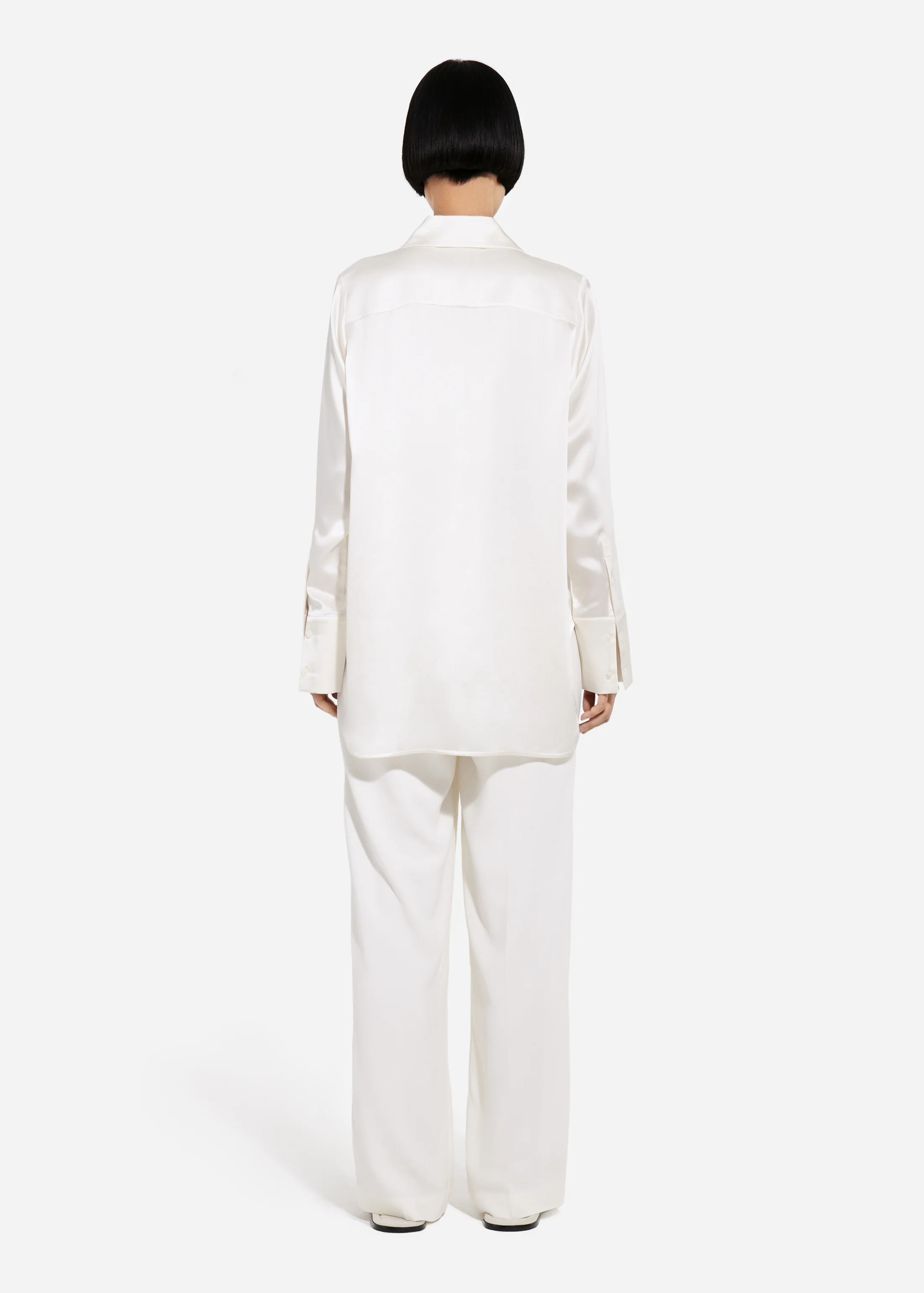 Button Down Shirt in Silk - Ivory