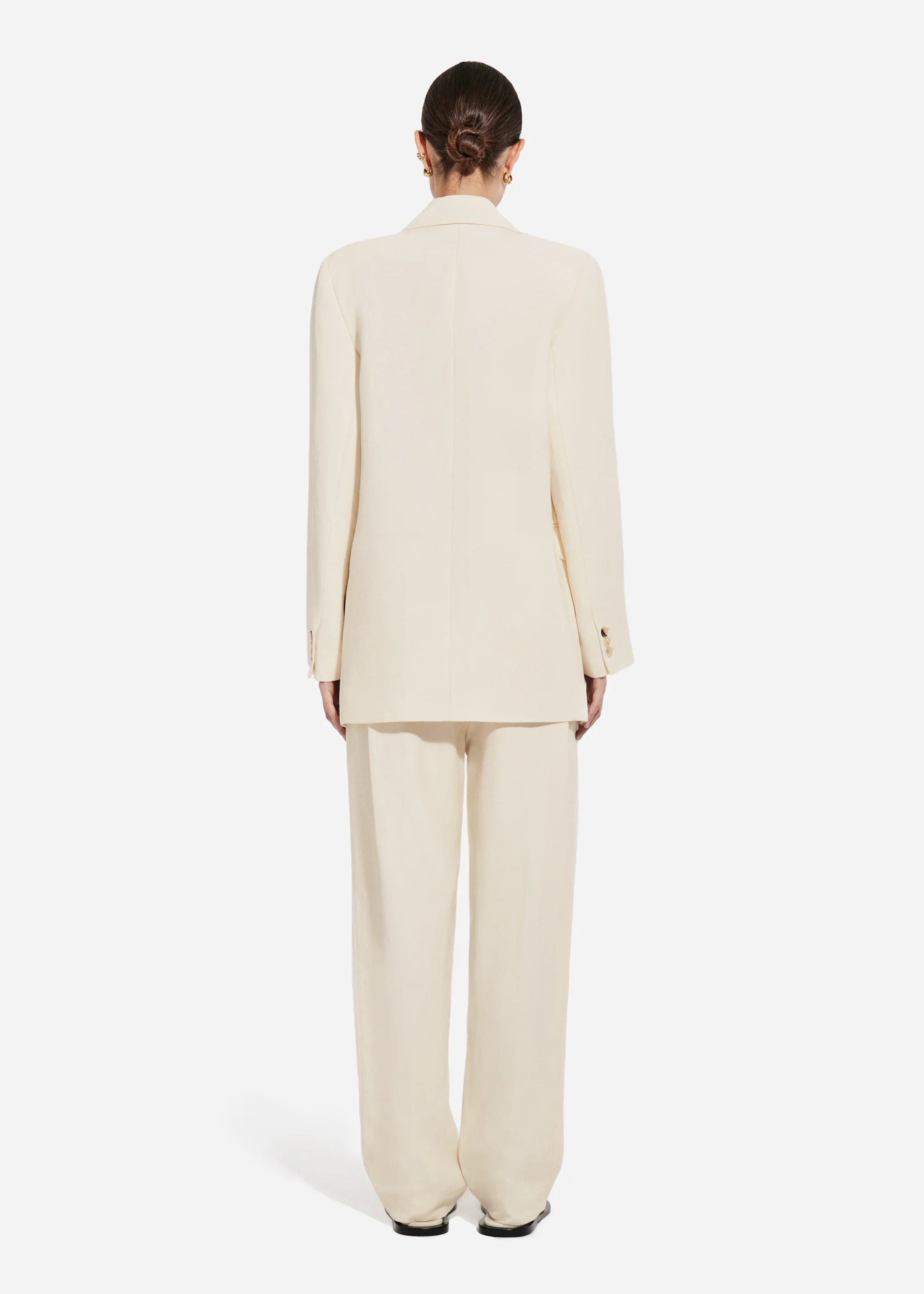 Boyfriend Blazer in Linen - Pearl