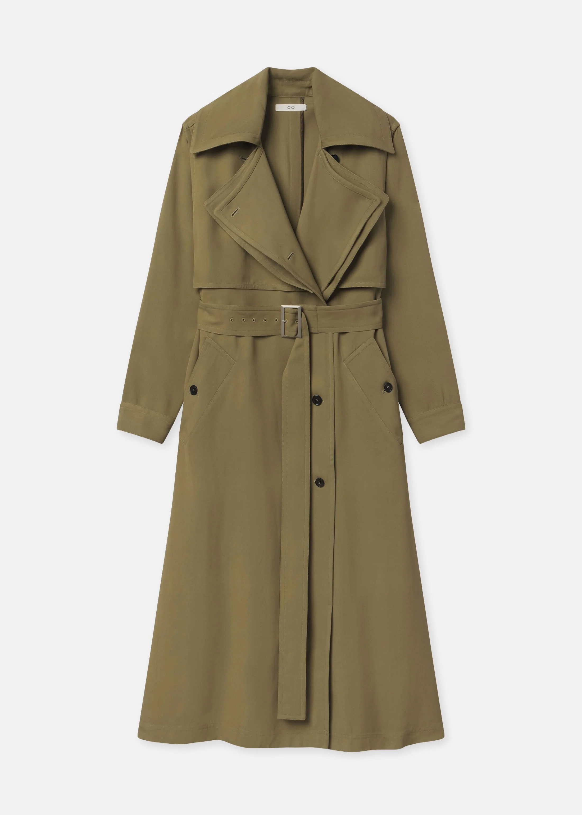538-double-layer-belted-trench-in-viscose-twill-aloe-5.webp Double Layer Belted Trench in Viscose Twill - Aloe