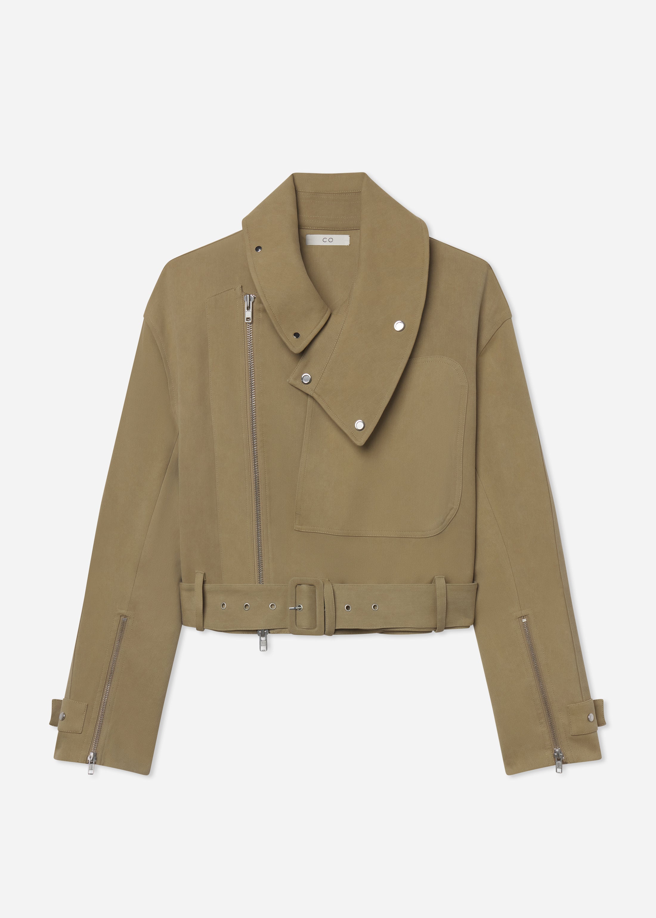 552-flying-collar-moto-jacket-in-cold-dyed-cotton-khaki-6.jpg Flying Collar Moto Jacket in Cold-Dyed Cotton - Khaki