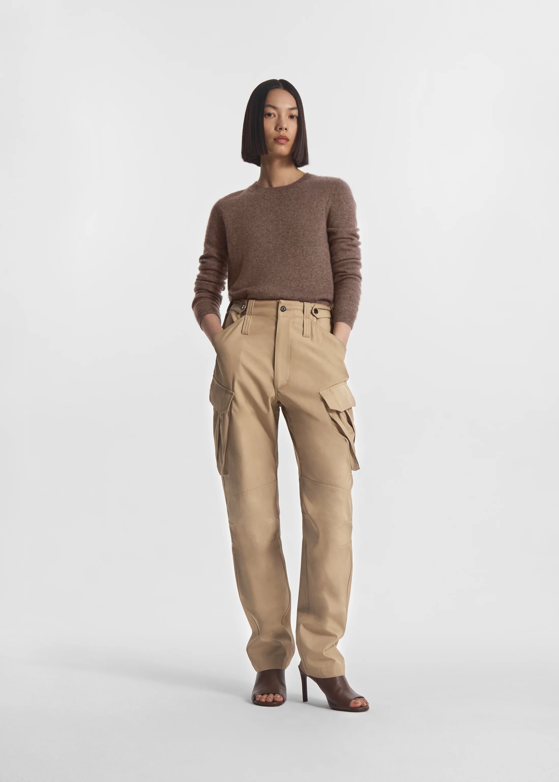 Military Cargo Pant in Cotton Twill- Camel