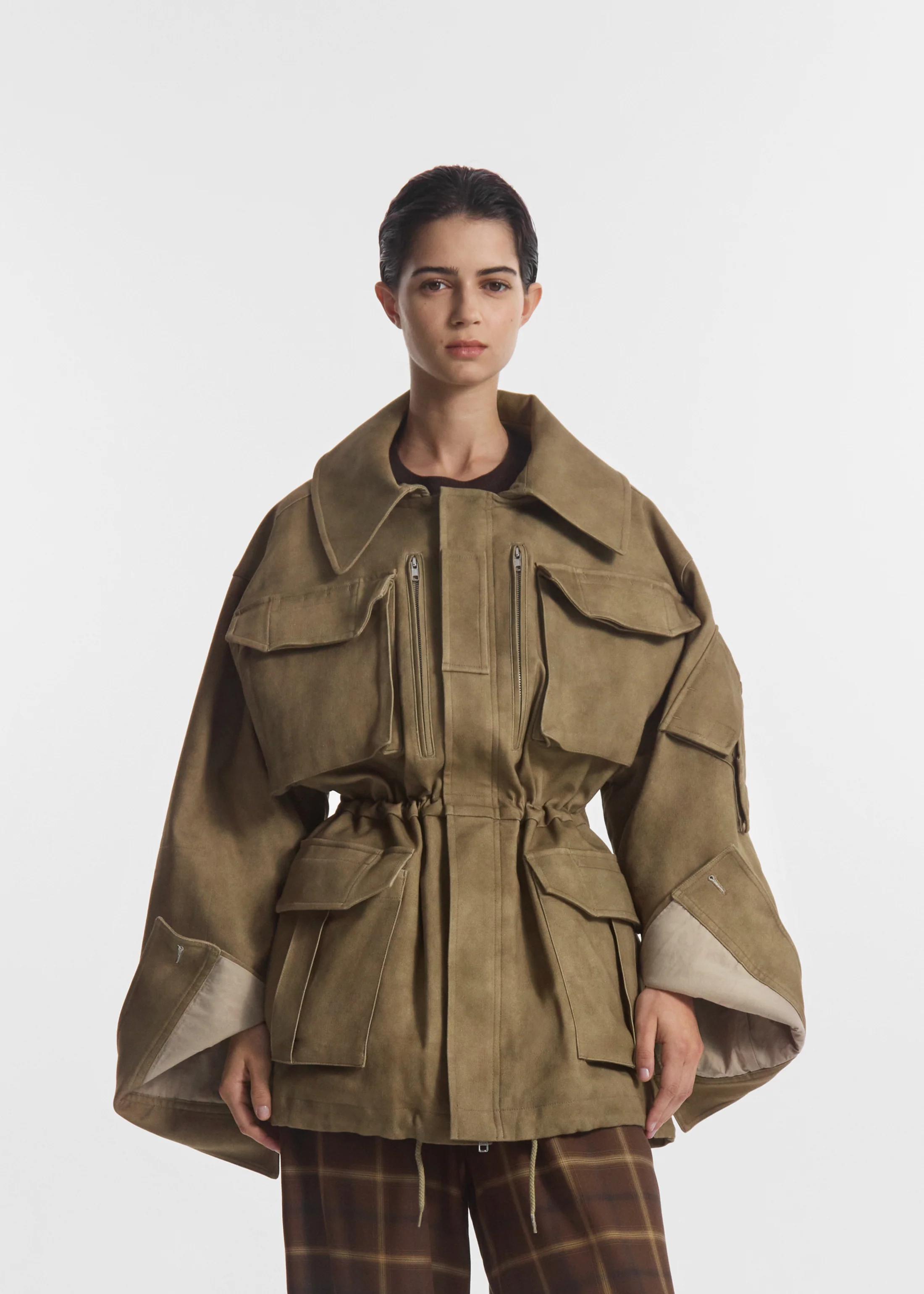 575-military-jacket-in-cold-dye-cotton-khaki-2.webp Military Jacket in Cold Dye Cotton - Khaki