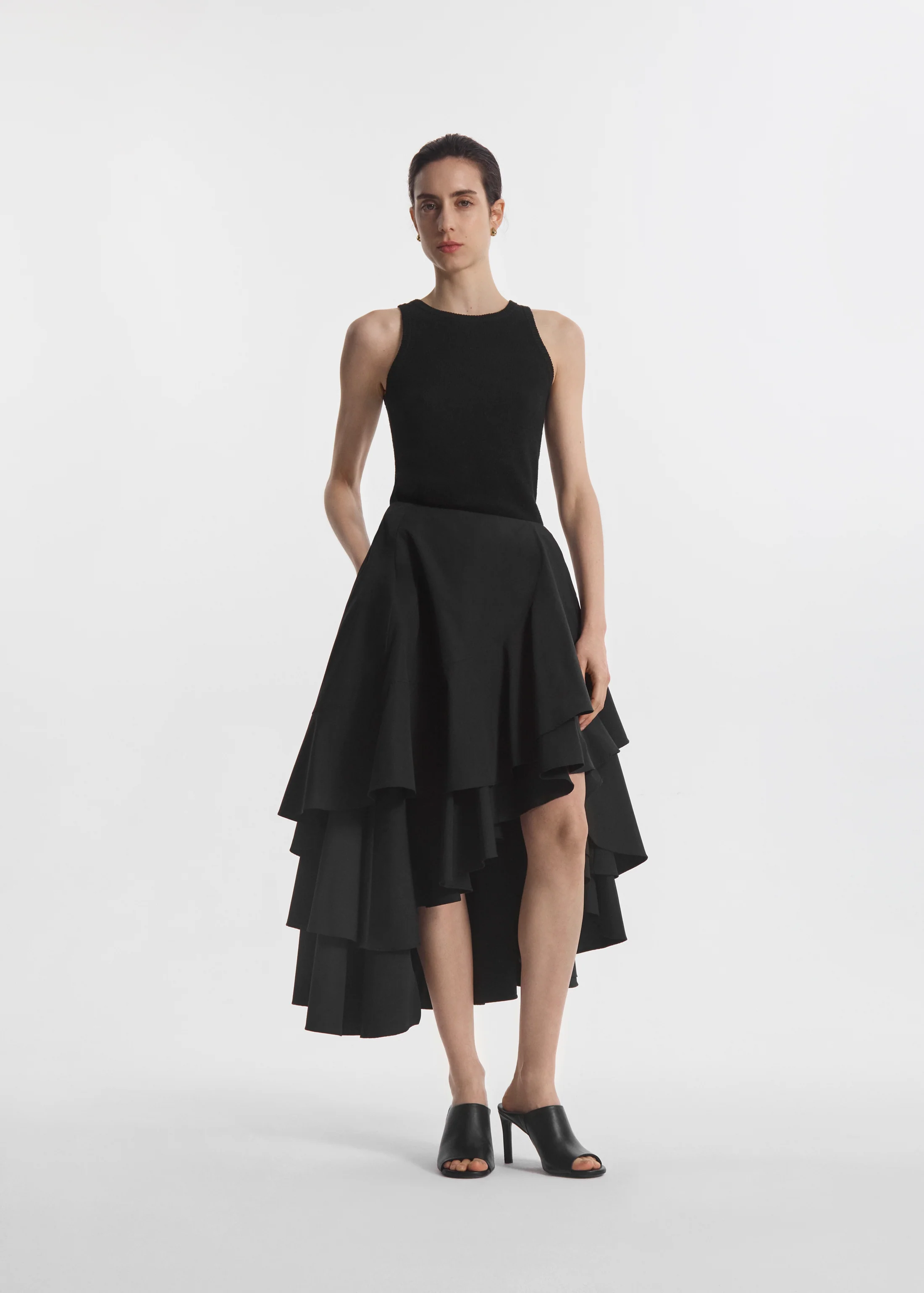 Racerback Tank in Silk Linen - Black
