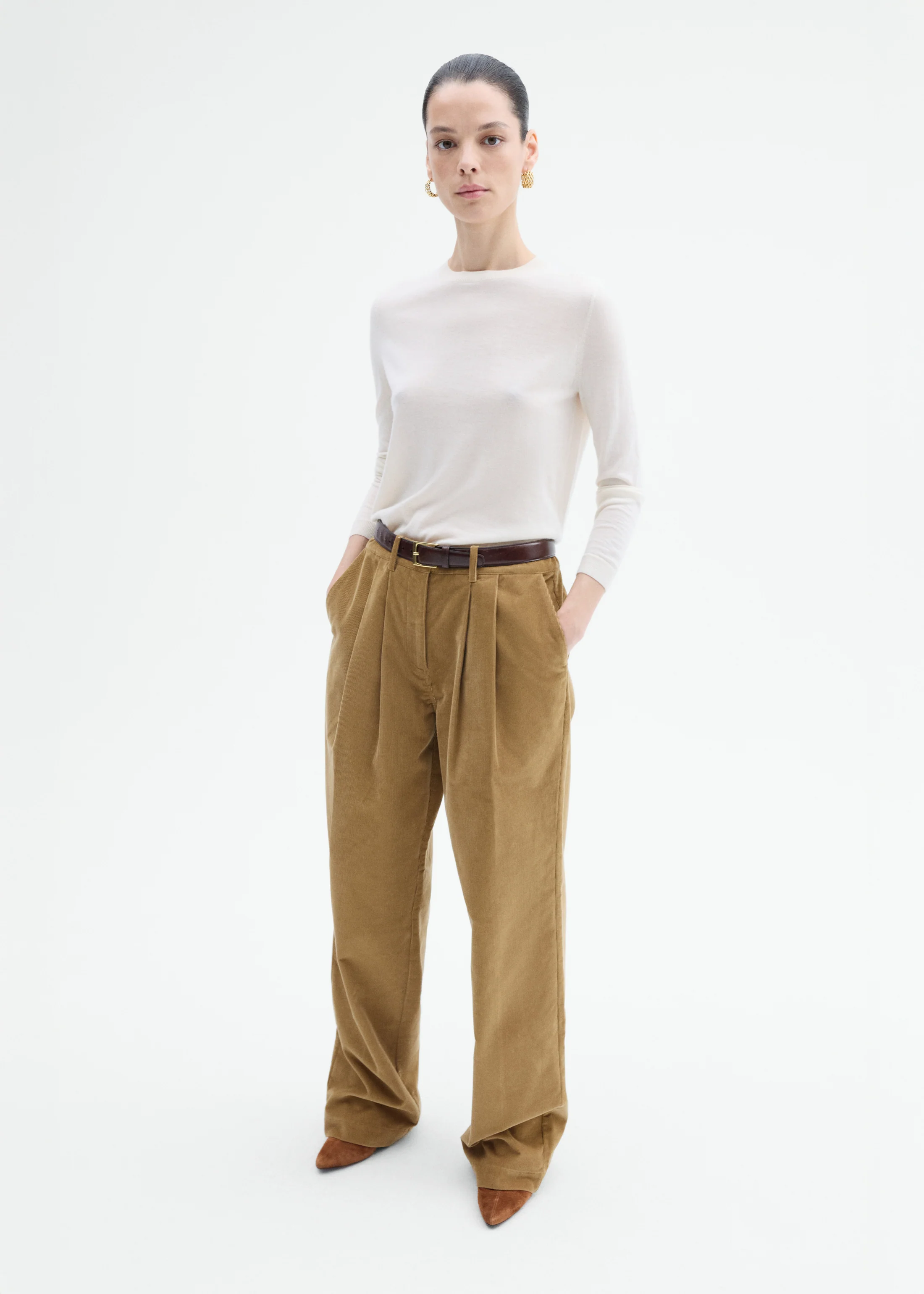 Long Sleeve Crew in Fine Cashmere - Ivory