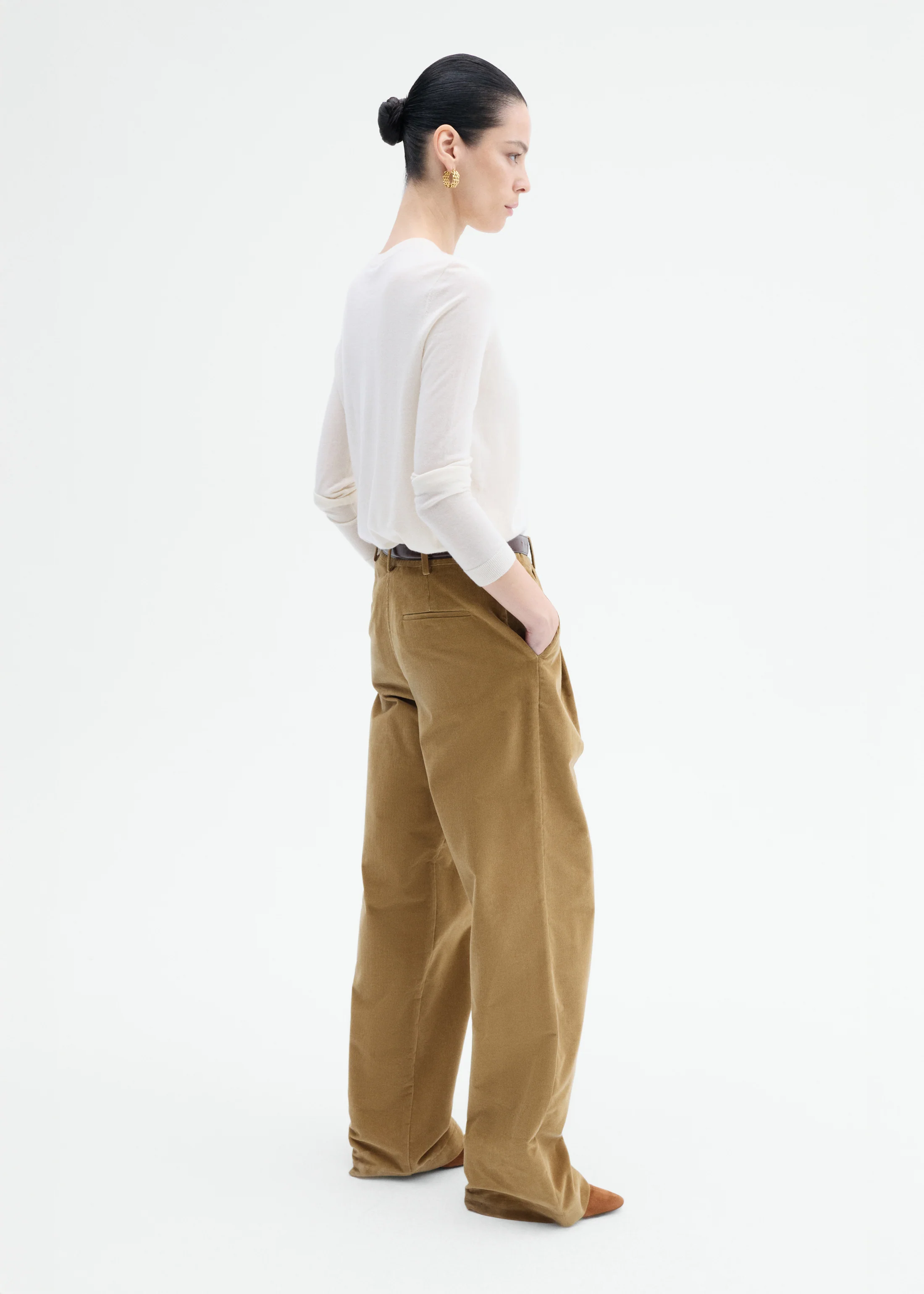 Long Sleeve Crew in Fine Cashmere - Ivory