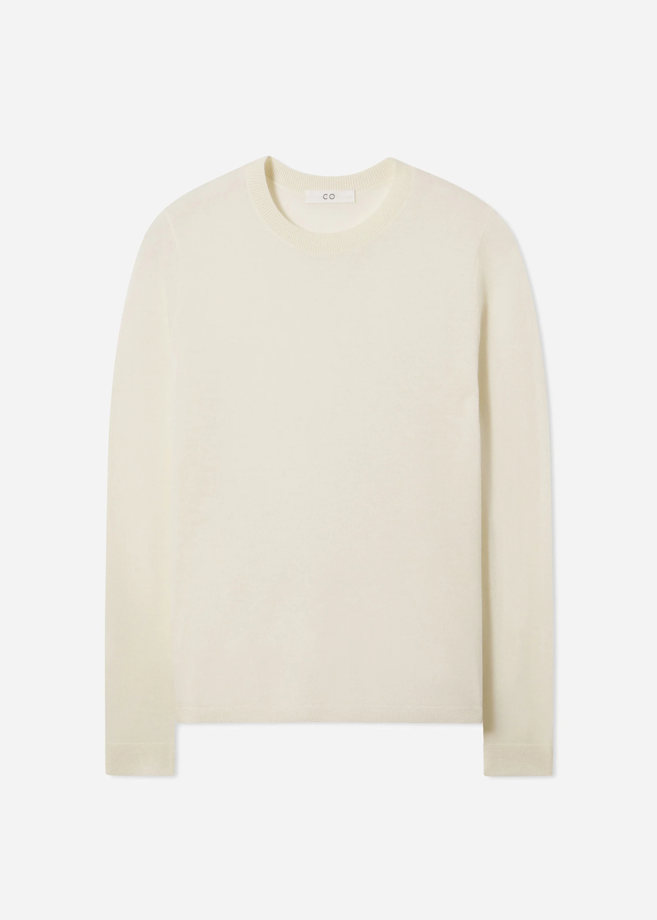 Long Sleeve Crew in Fine Cashmere - Ivory