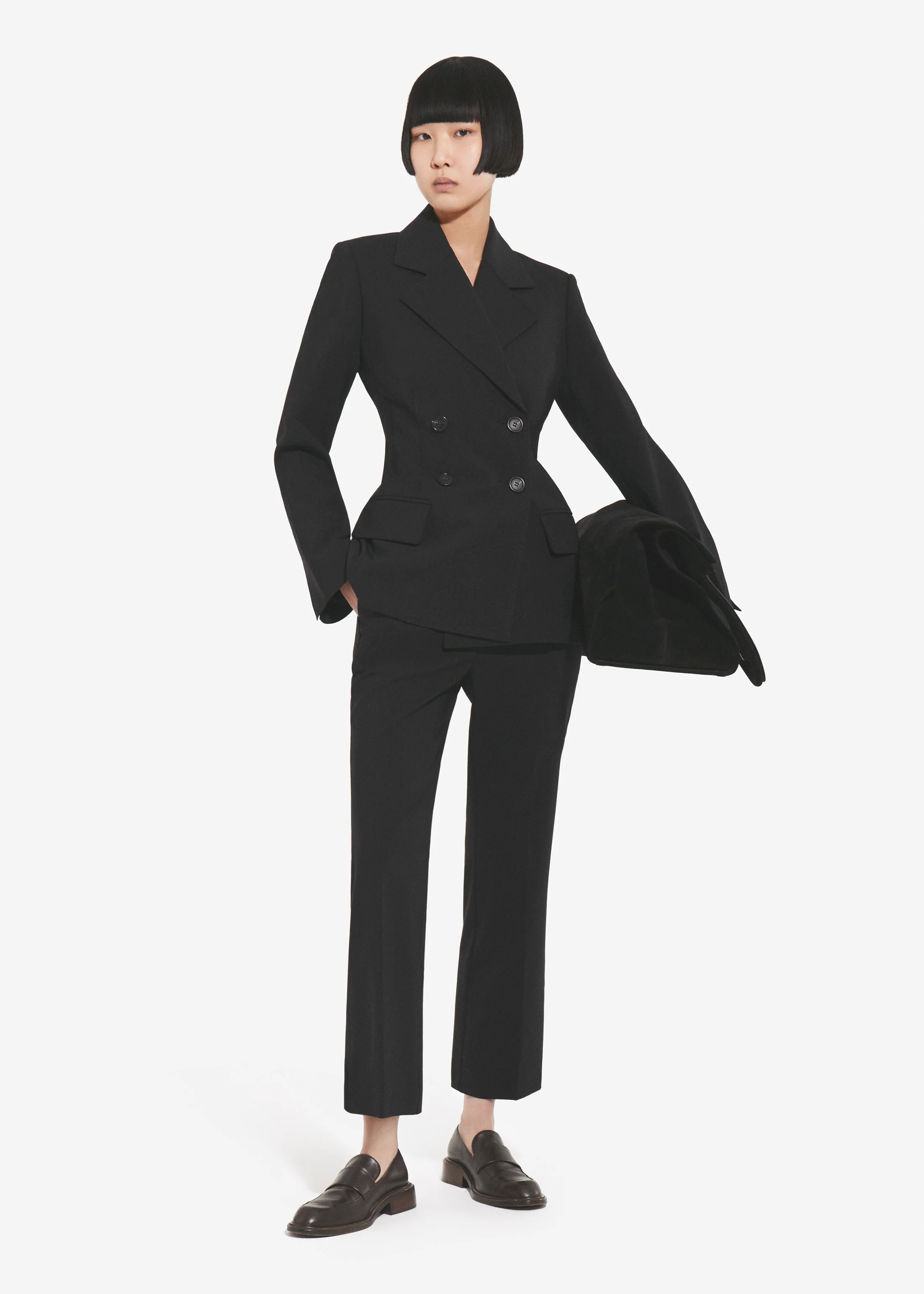 726-double-breasted-fitted-blazer-in-wool-black-1.webp Double Breasted Fitted Blazer in Wool - Black