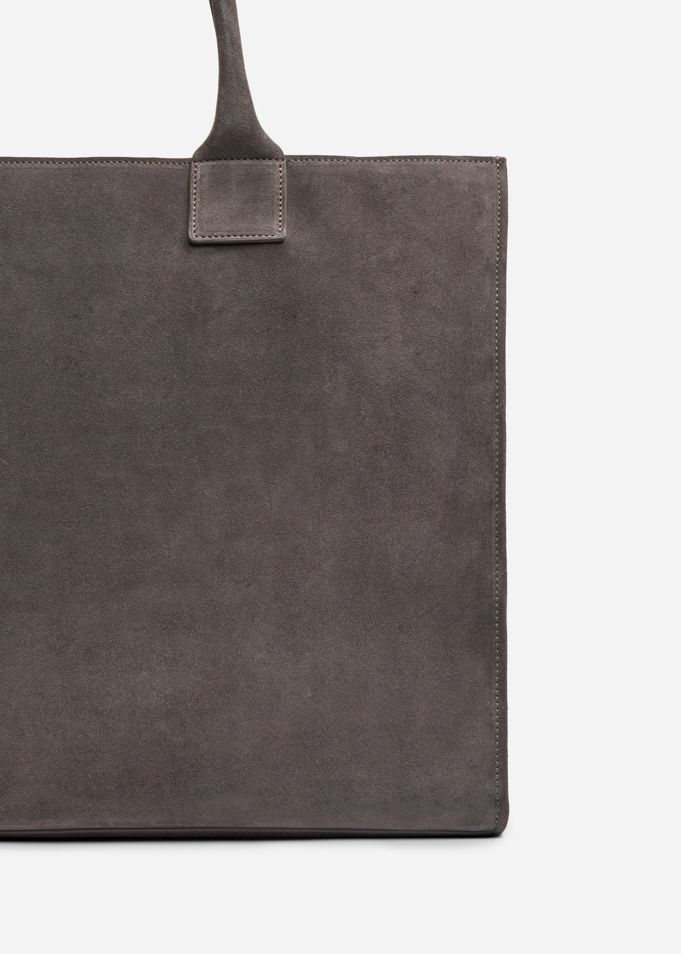 Large Tote Bag in Suede - Grey