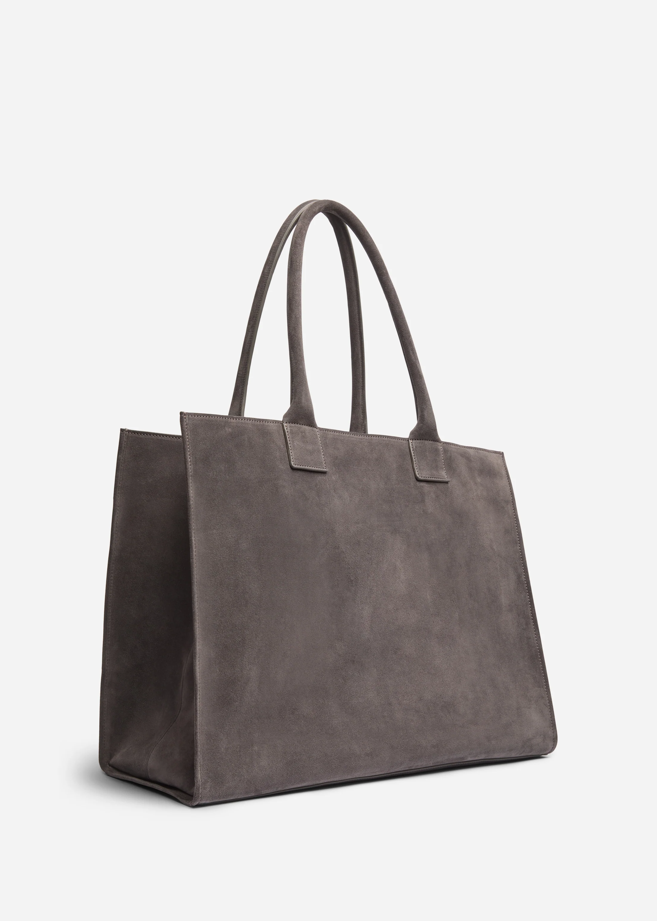 Large Tote Bag in Suede - Grey