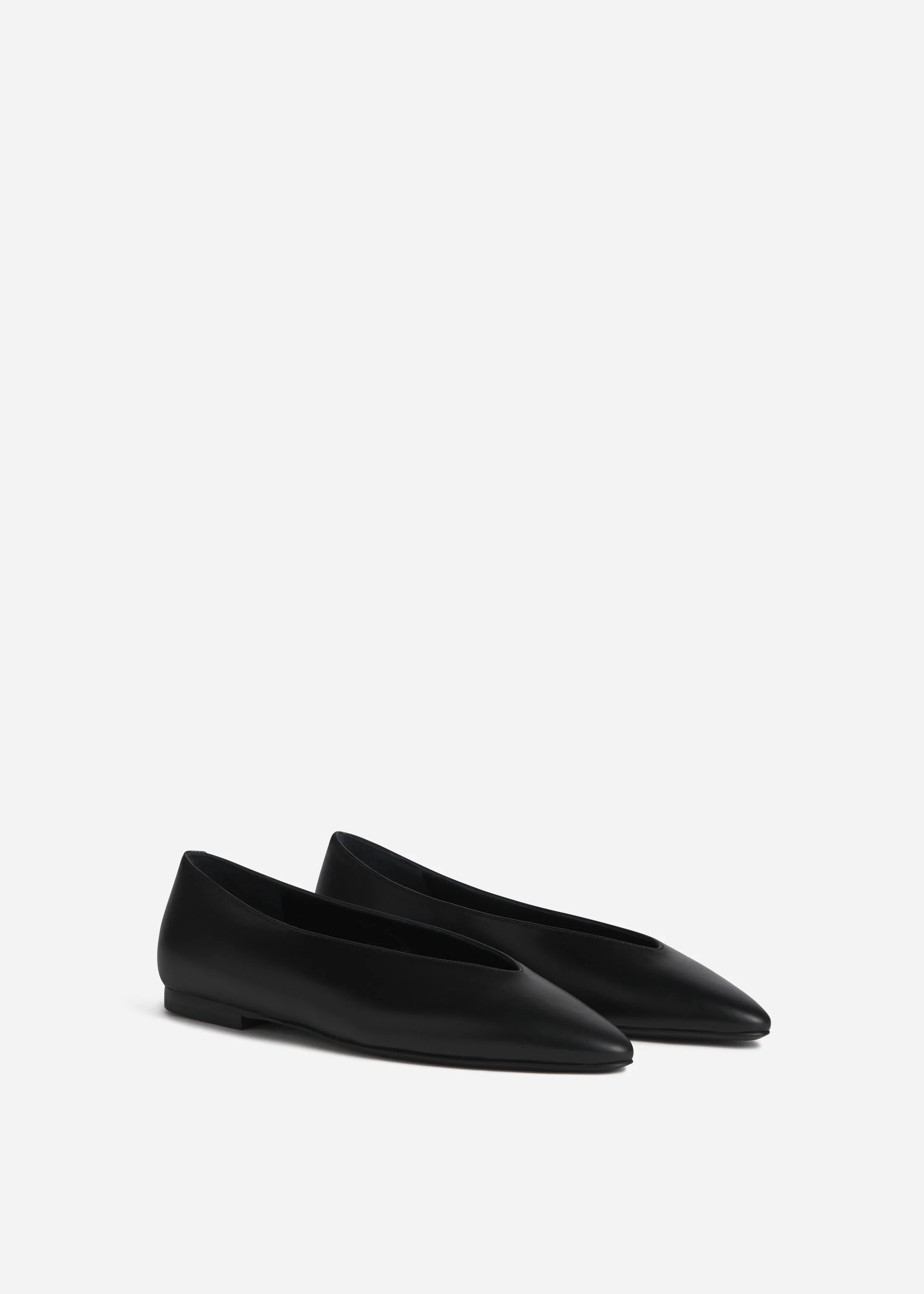 Pointed Ballerina Leather Flat in Black