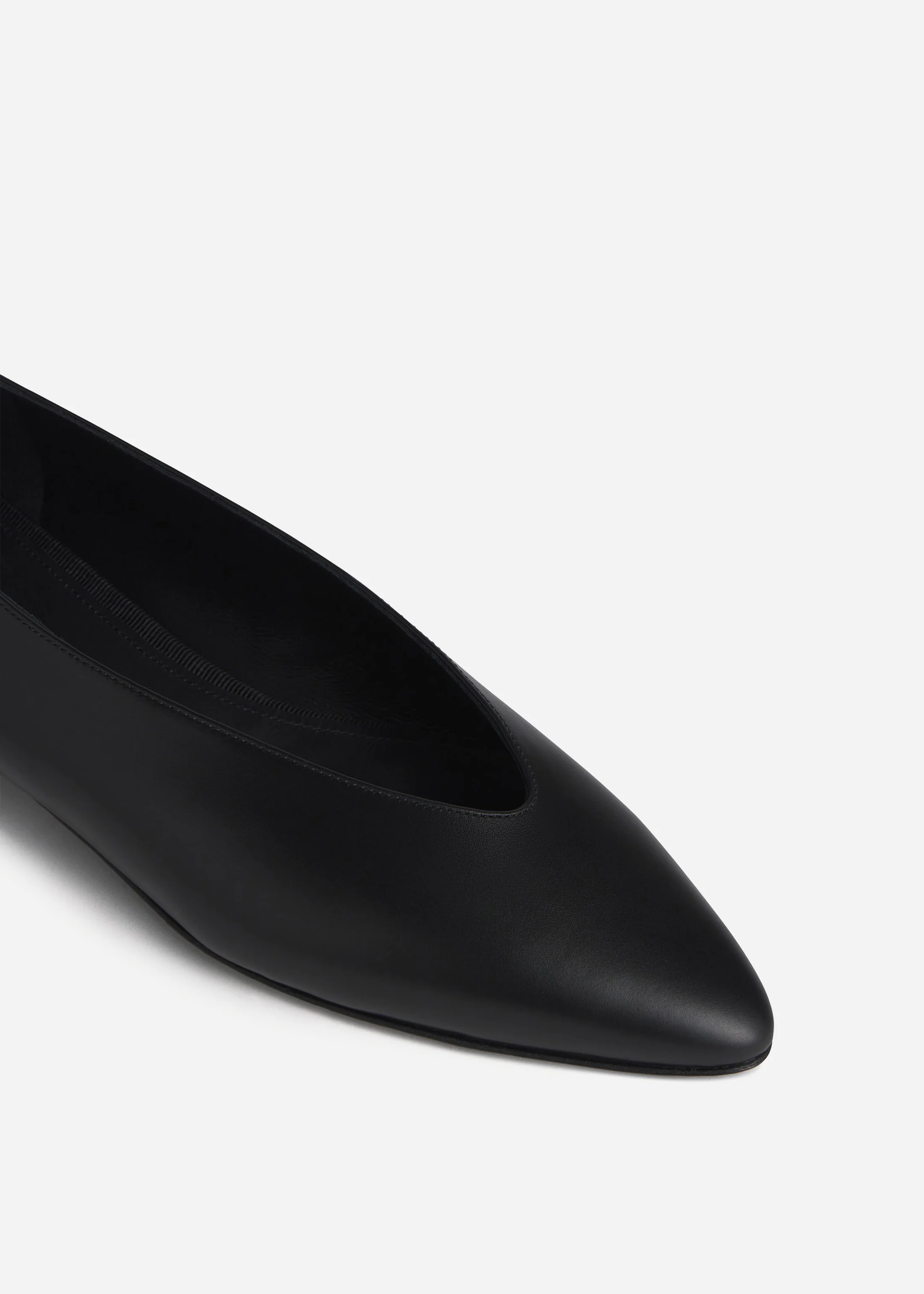 Pointed Ballerina Leather Flat in Black