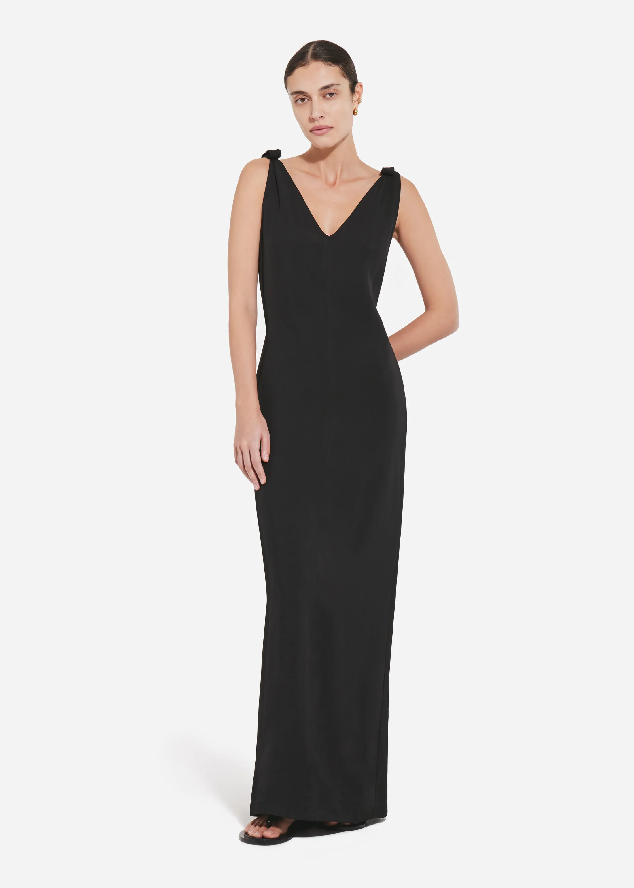 746-pleated-slip-dress-in-viscose-twill-black-1.webp Pleated Slip Dress in Viscose Twill - Black