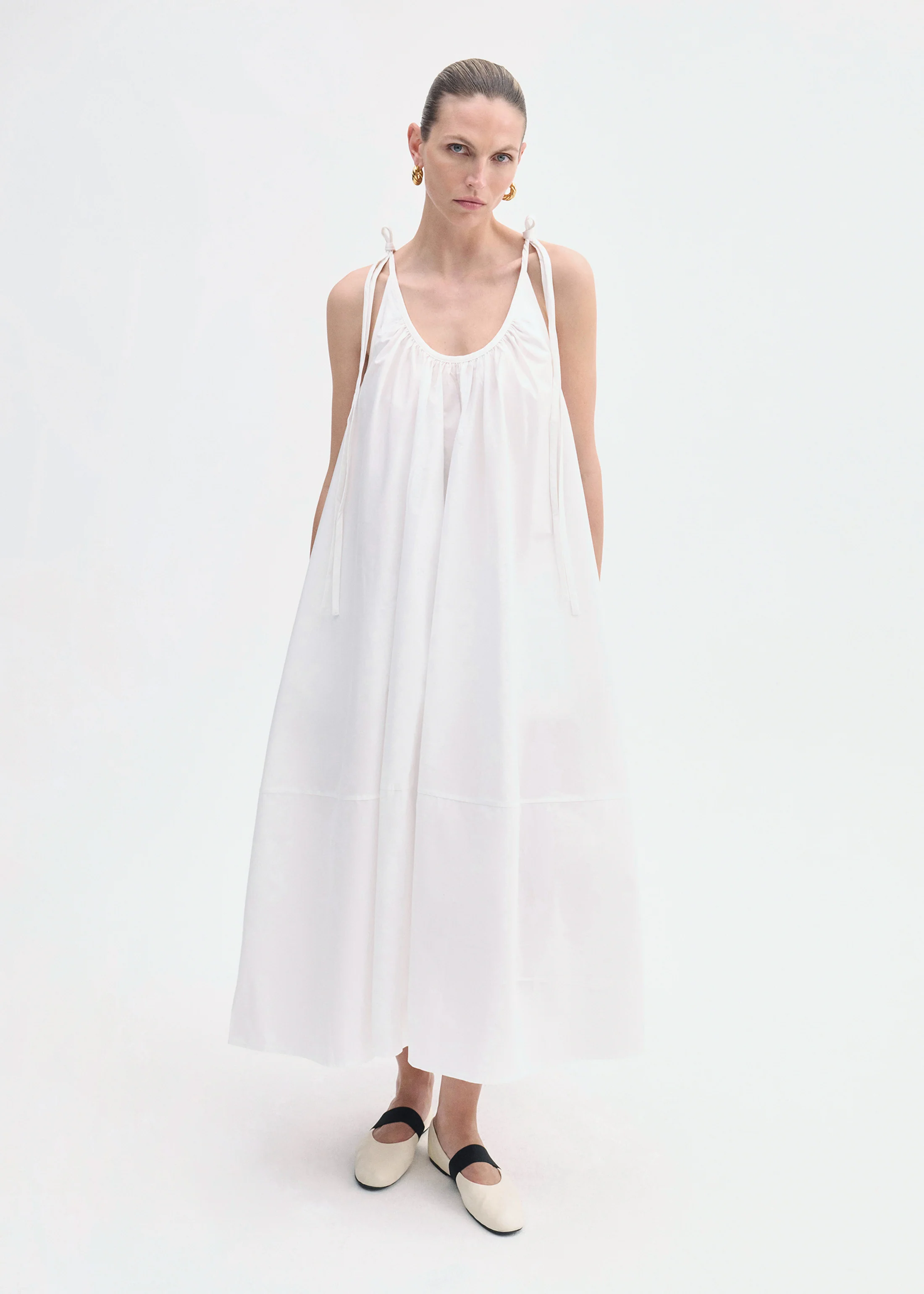 800-gathered-halter-dress-in-cotton-poplin-white-1.webp Gathered Halter Dress in Cotton Poplin - White