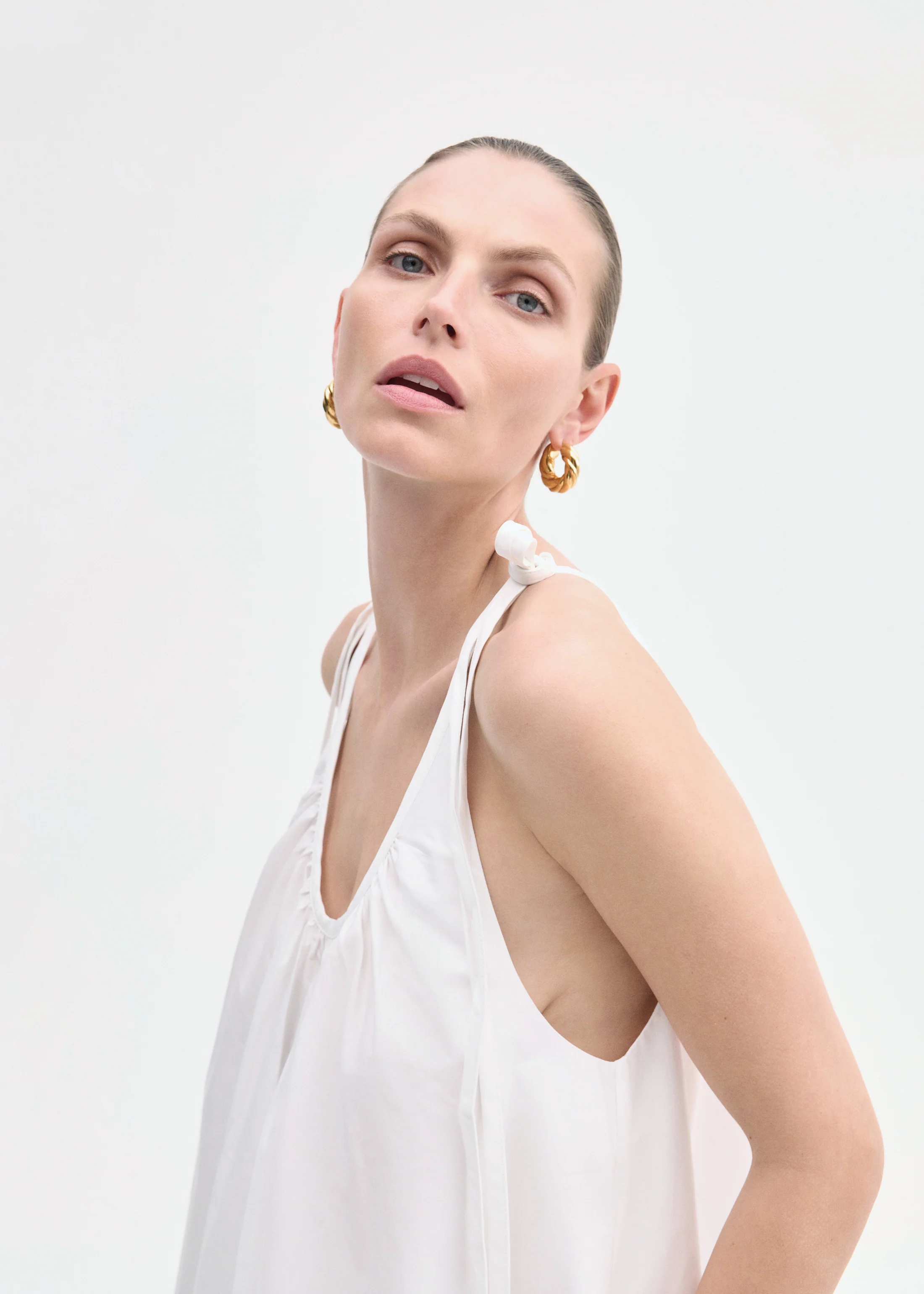 800-gathered-halter-dress-in-cotton-poplin-white-2.webp Gathered Halter Dress in Cotton Poplin - White