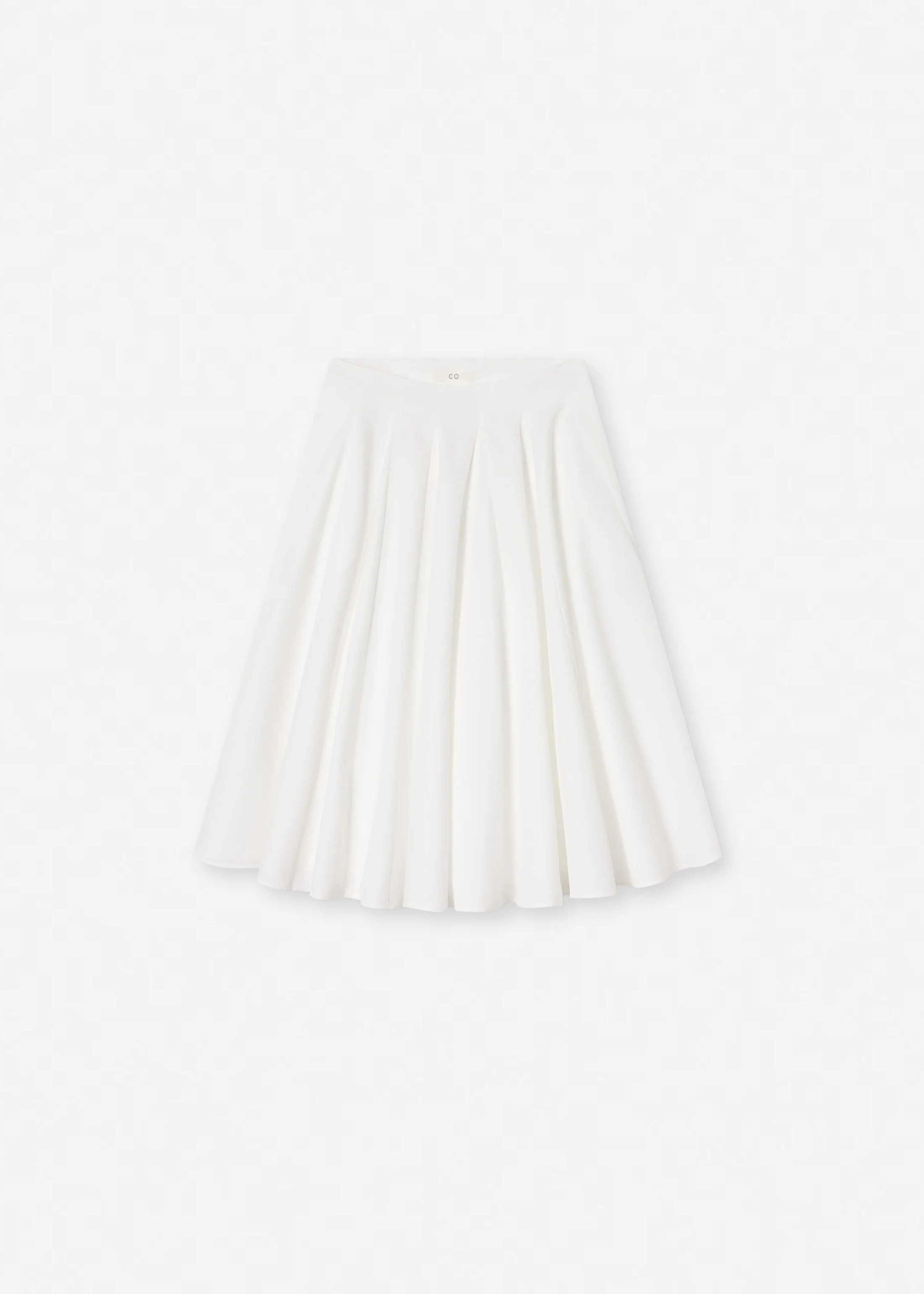 Godet Midi Skirt in Cotton Pique - White