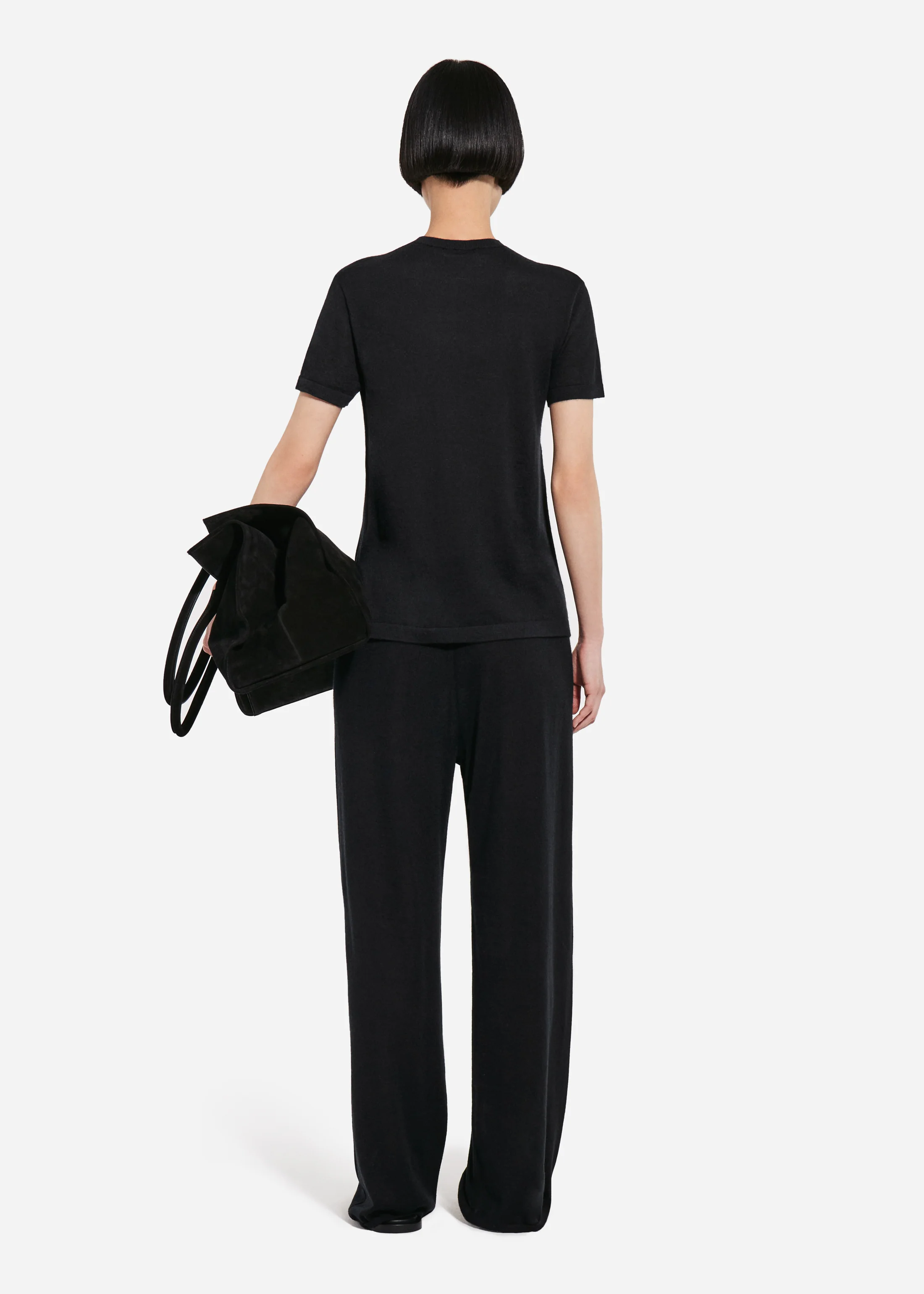 Pull Up Pant in Fine Cashmere - Black