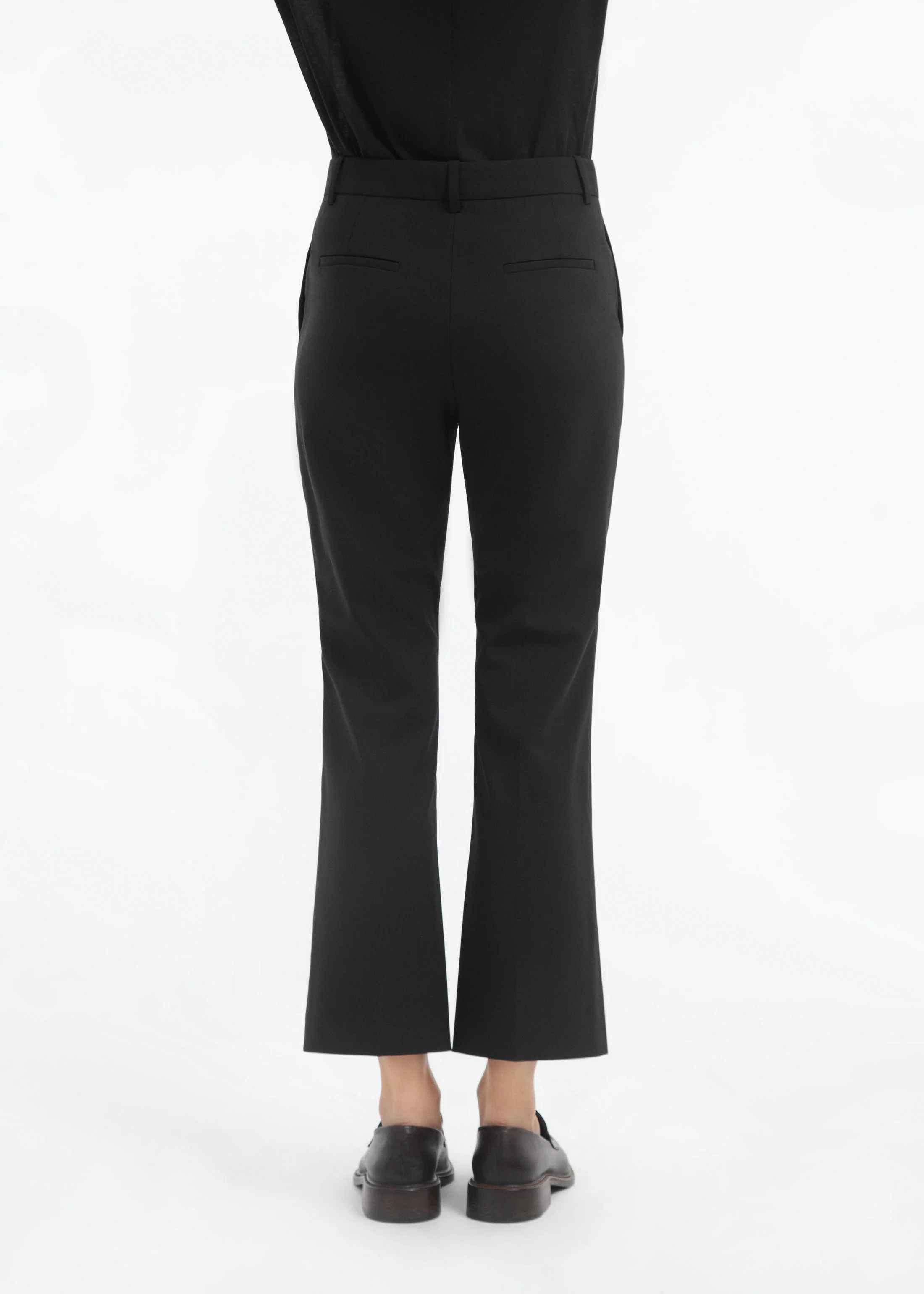 Cropped Cigarette Trouser in Virgin Wool - Black