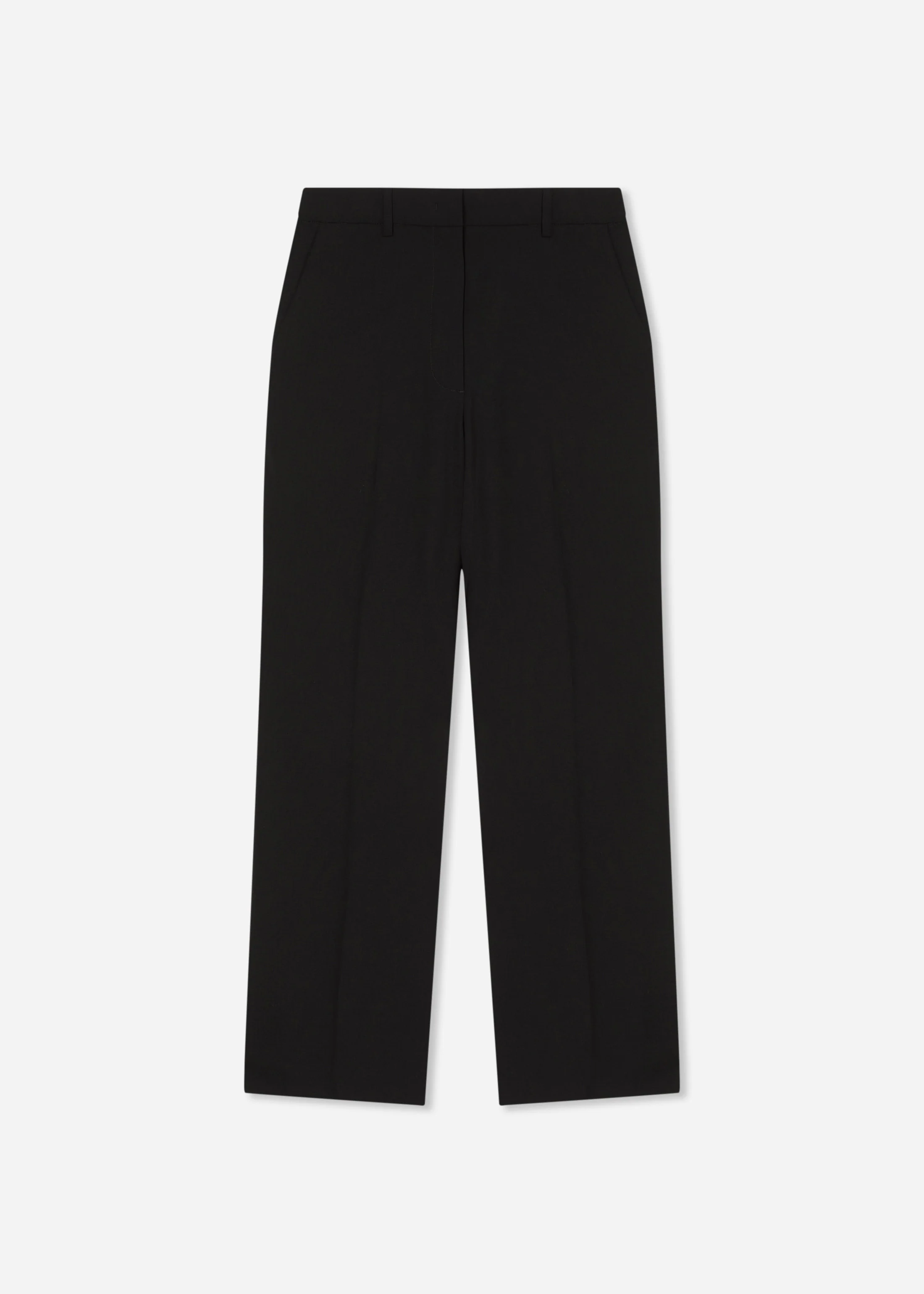 Cropped Cigarette Trouser in Virgin Wool - Black
