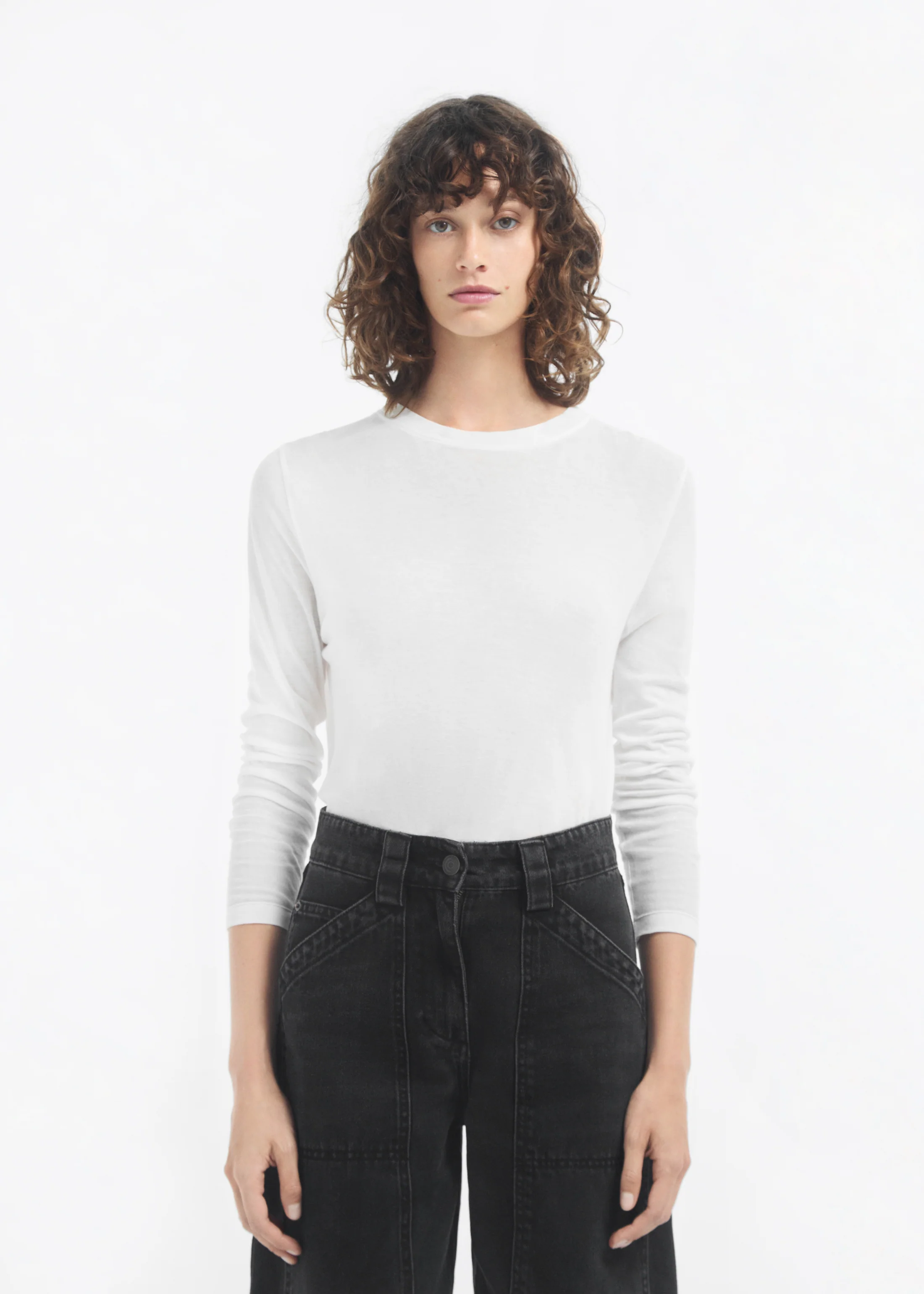 Crewneck Long Sleeve in Cotton Jersey - Ivory