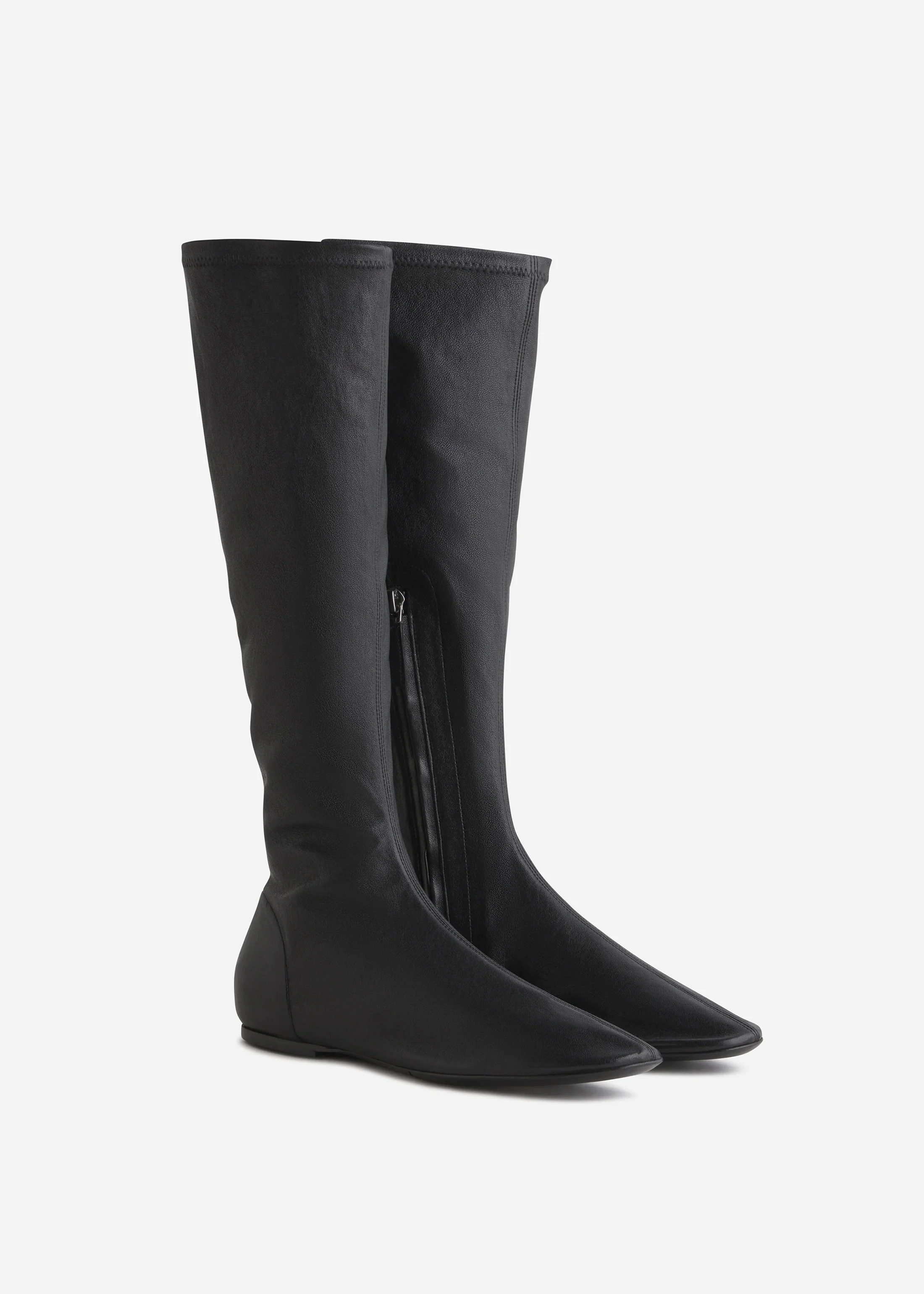938-stretch-leather-knee-high-bootie-in-black-2.webp Stretch Leather Knee-High Bootie in Black