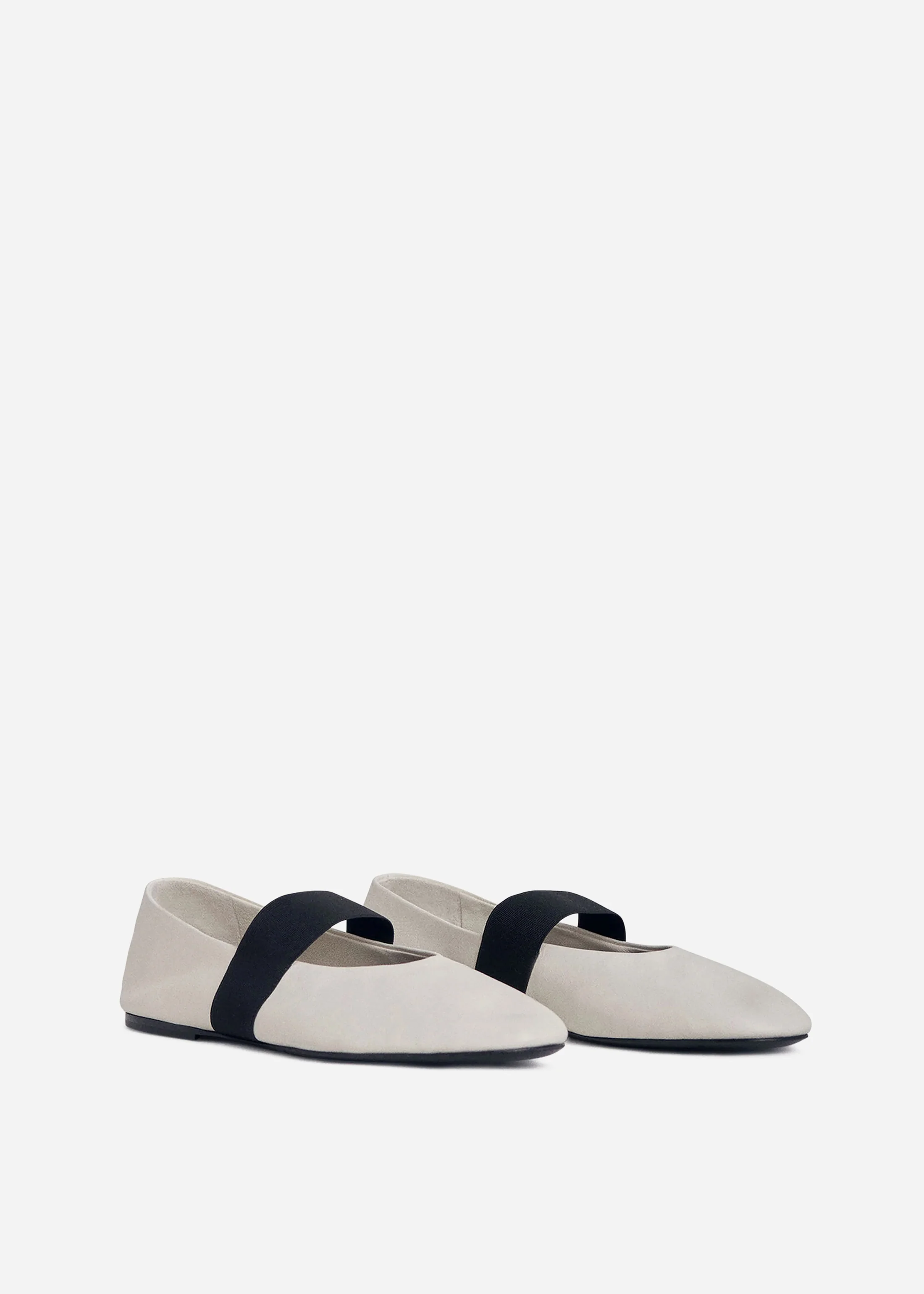 Elastic Ballerina Leather Flat in Ivory