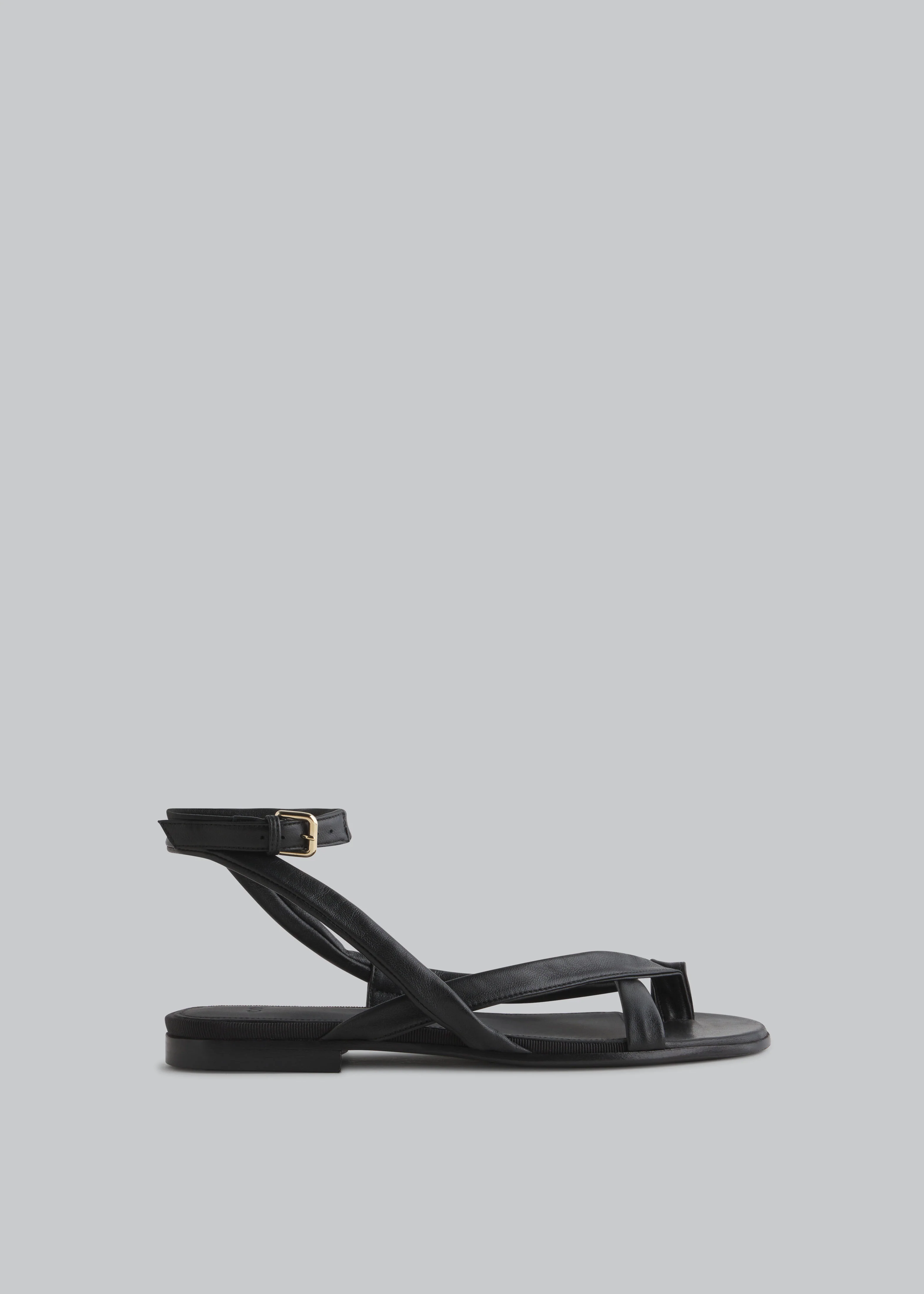 974-stretch-leather-toe-strap-sandal-in-black-1.webp Stretch Leather Toe Strap Sandal in Black